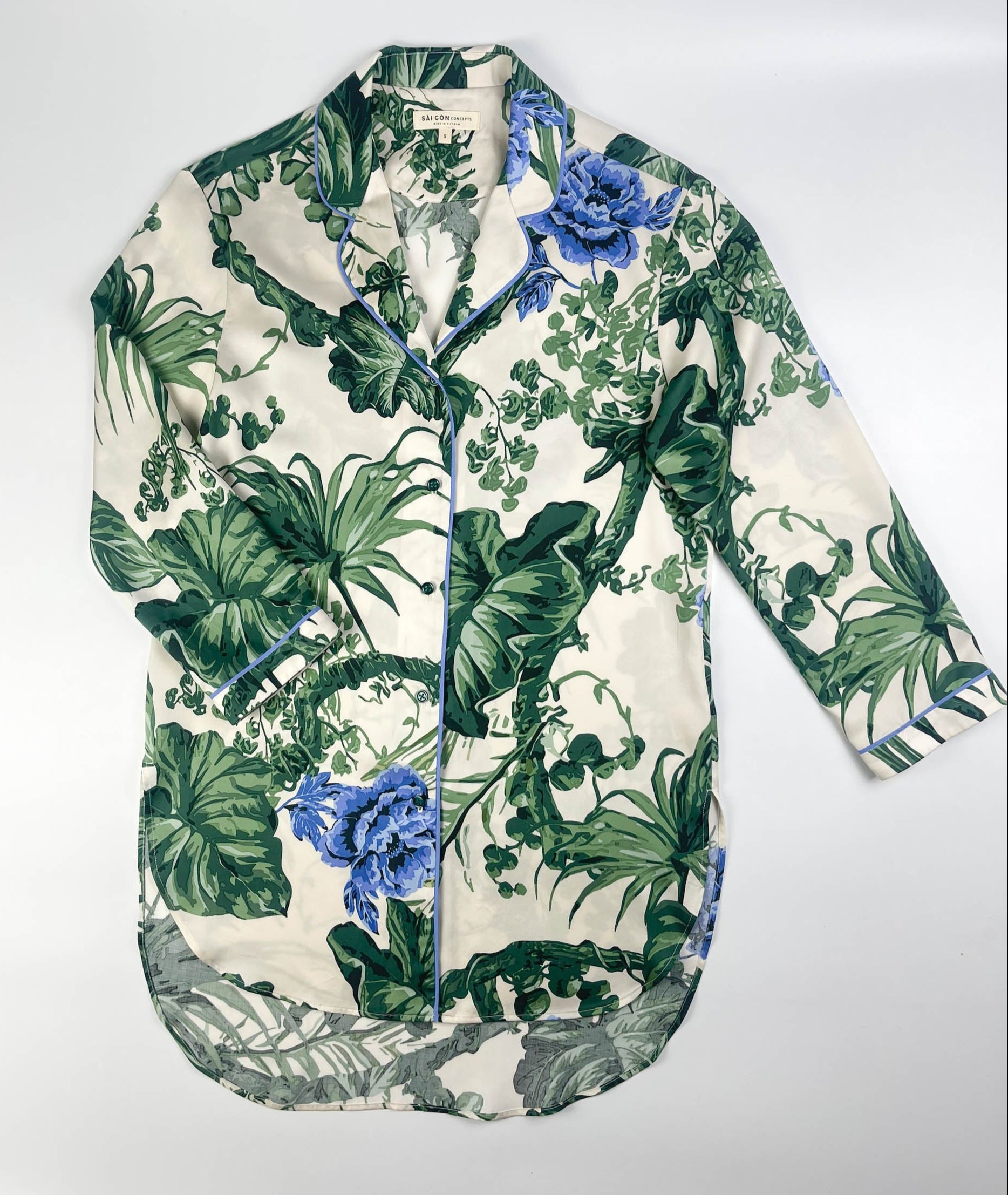 Lounge Pyjama Long Line Top - 100% Tencel - Verdure Bloom