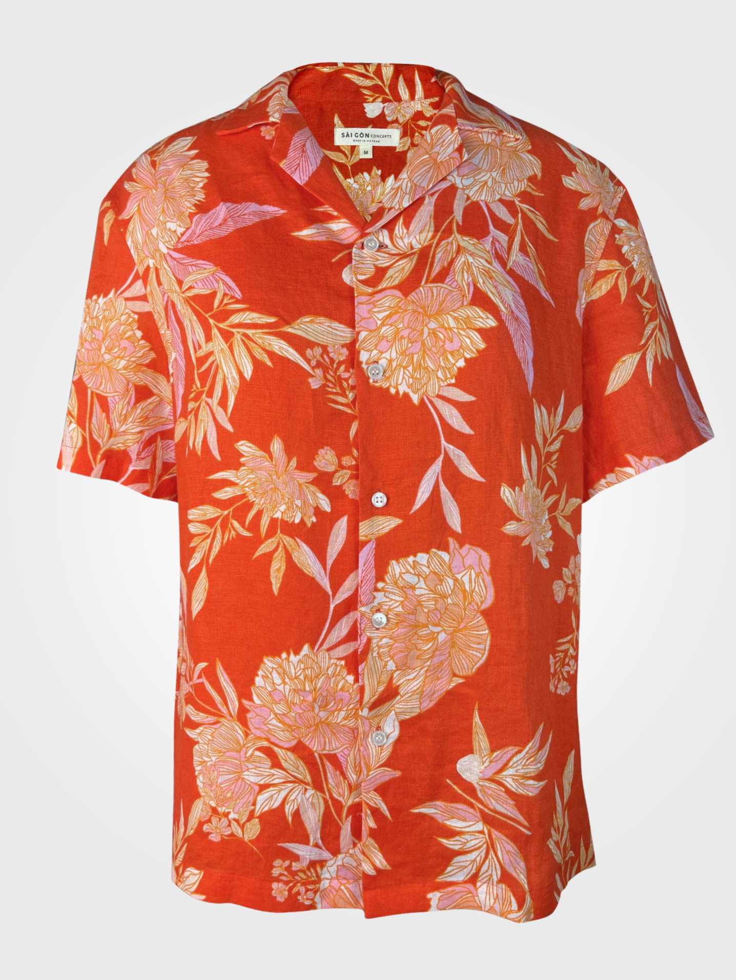 Tangerine Bloom - 100% Linen - Hawaiian Shirt