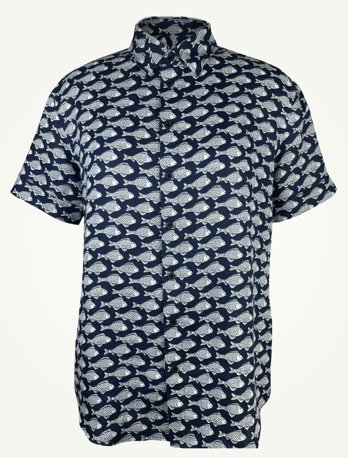 100% Linen Short Sleeve Shirt - Darkwave Shoal