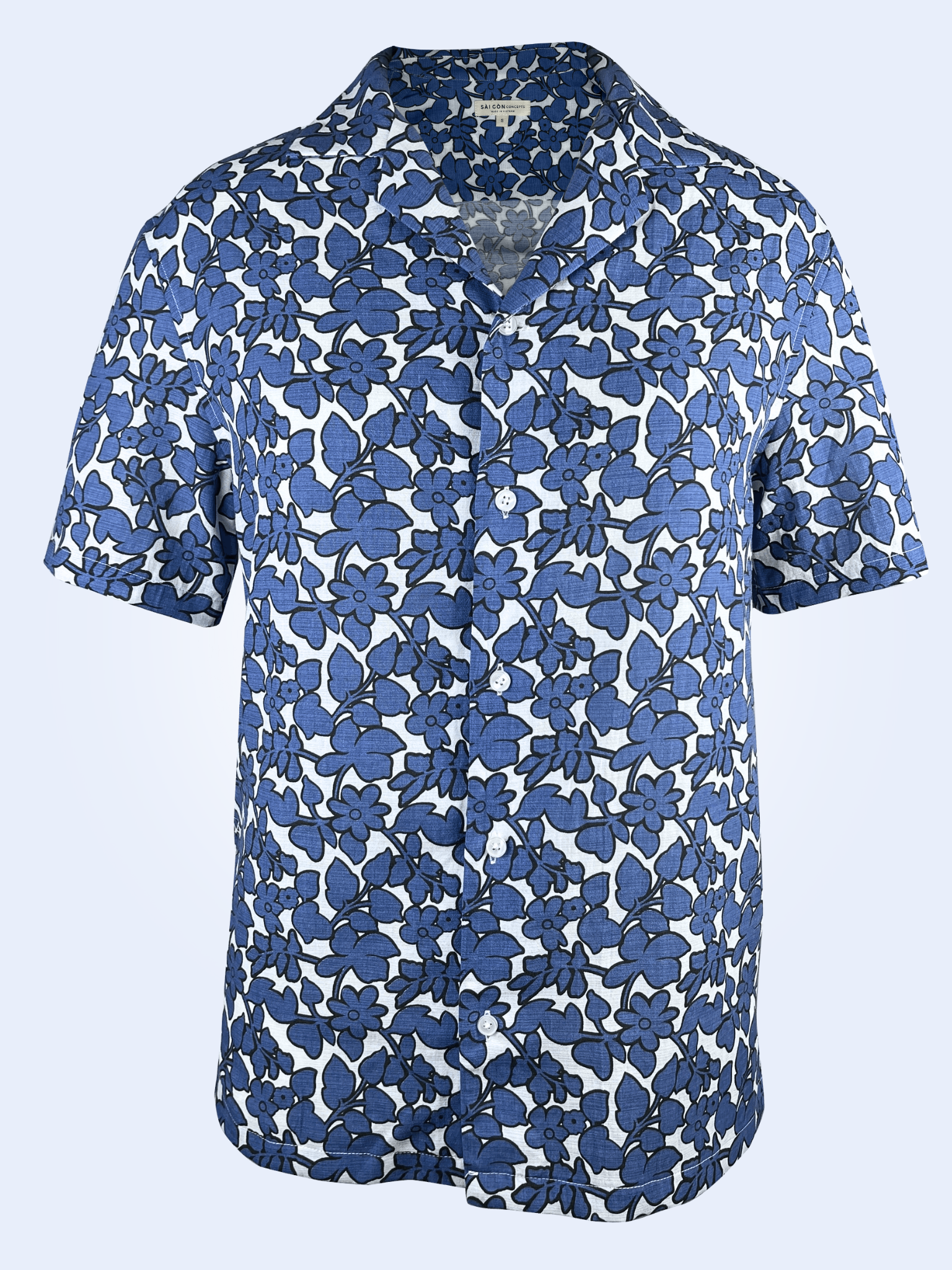 Forget Me Not Blue - Linen-Cotton Hawaiian Shirt