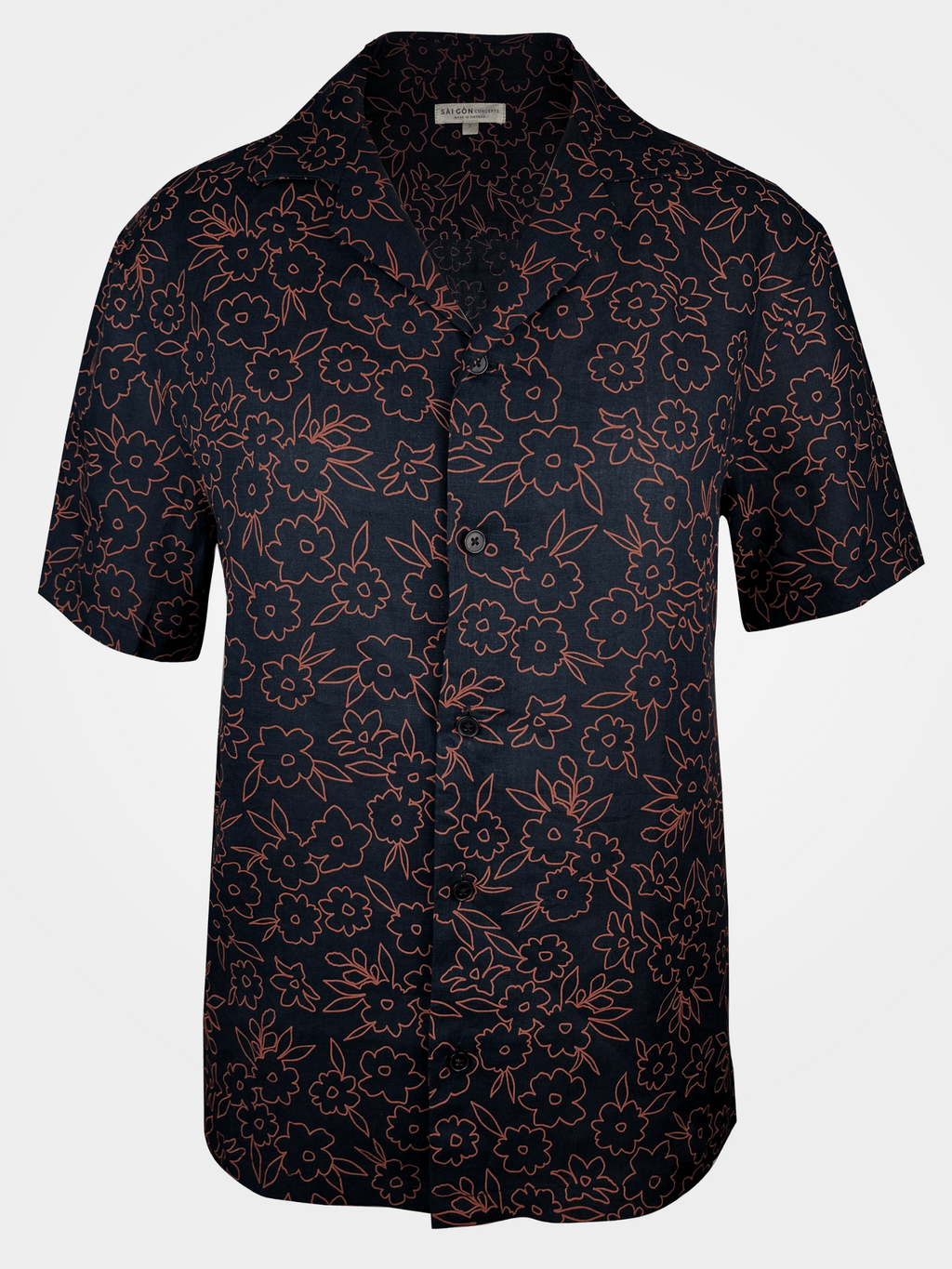 Red Wild Primroses - 100% Linen Hawaiian Shirt