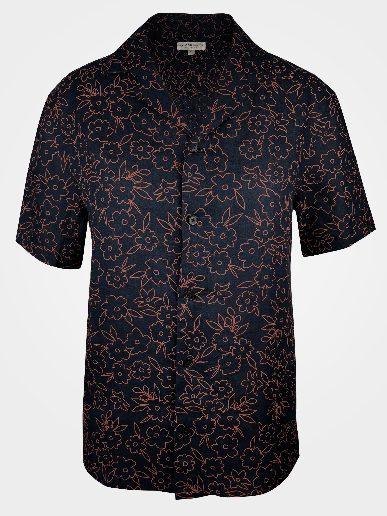 Red Wild Primroses - 100% Linen Hawaiian Shirt