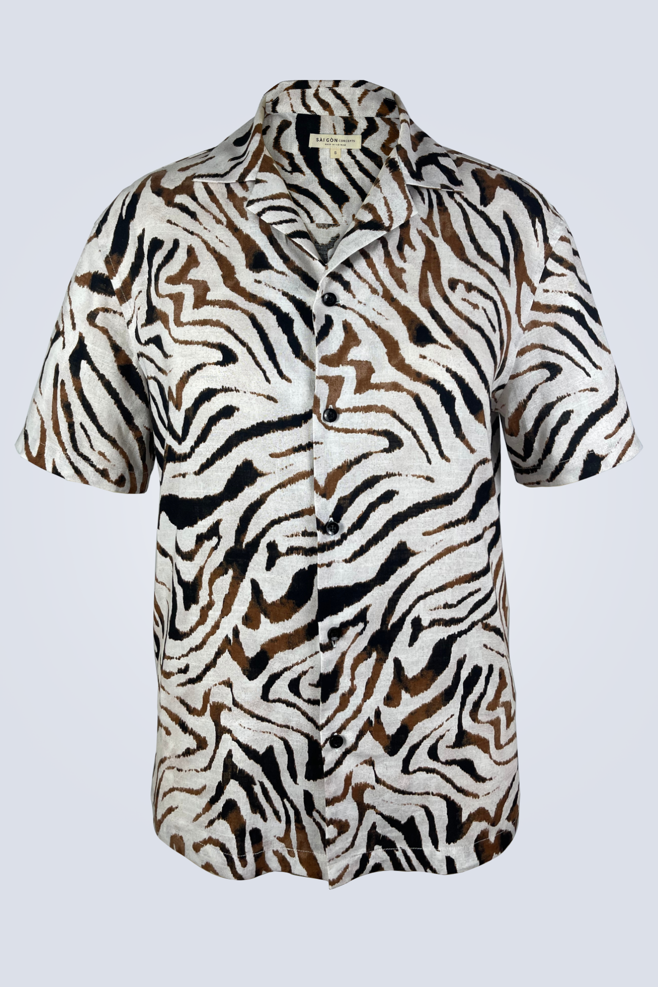 White Tiger print Hawaii style shirt