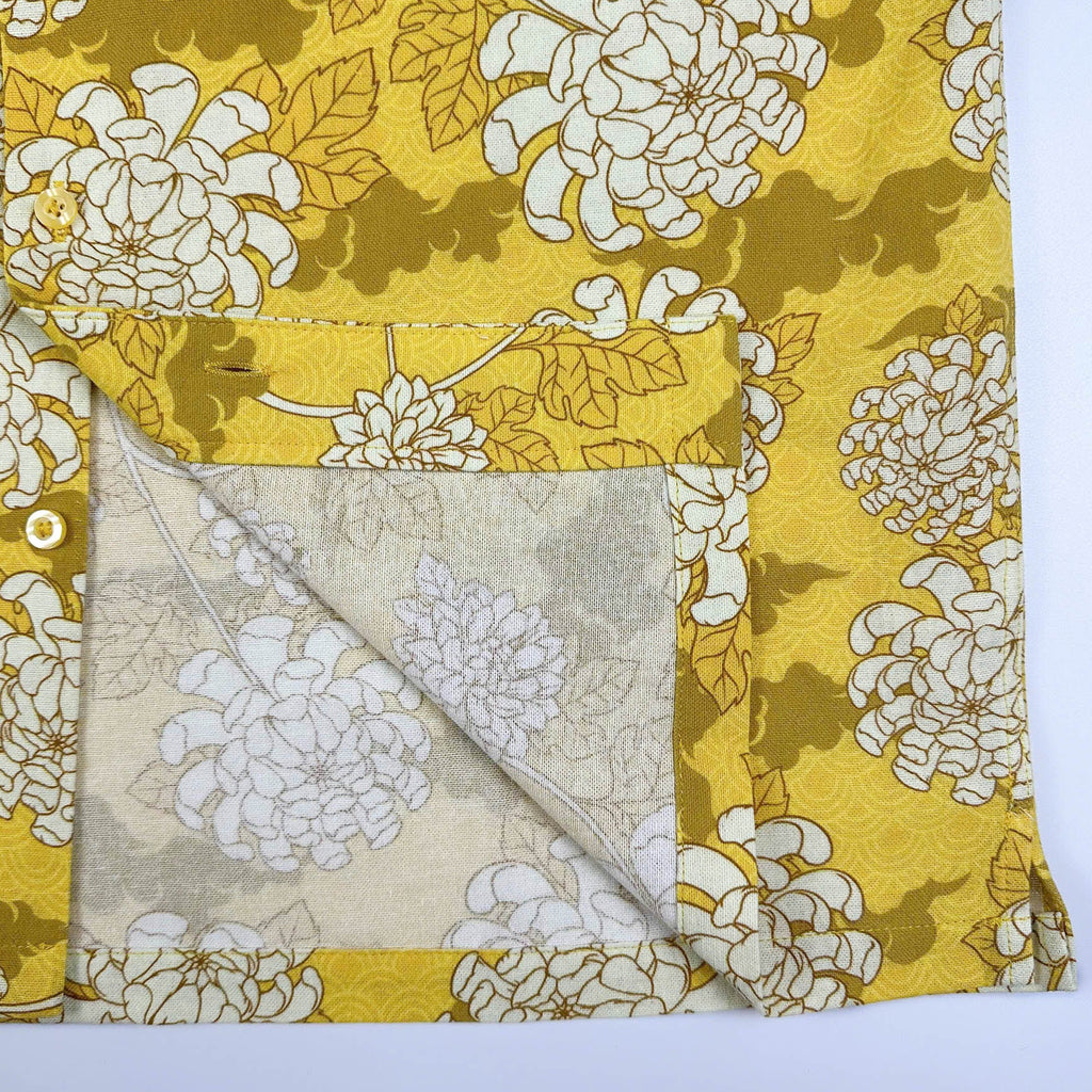 Golden Chrysanthemum - Linen-Cotton Hawaiian Shirt