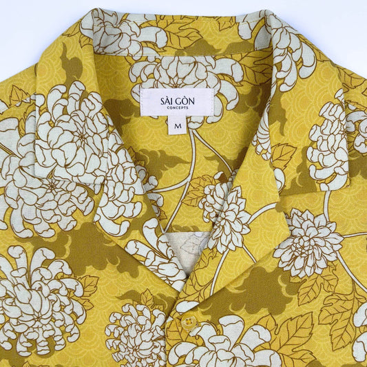 Golden Chrysanthemum - Linen-Cotton Hawaiian Shirt - Tet 2026 Collection | Year of the Horse