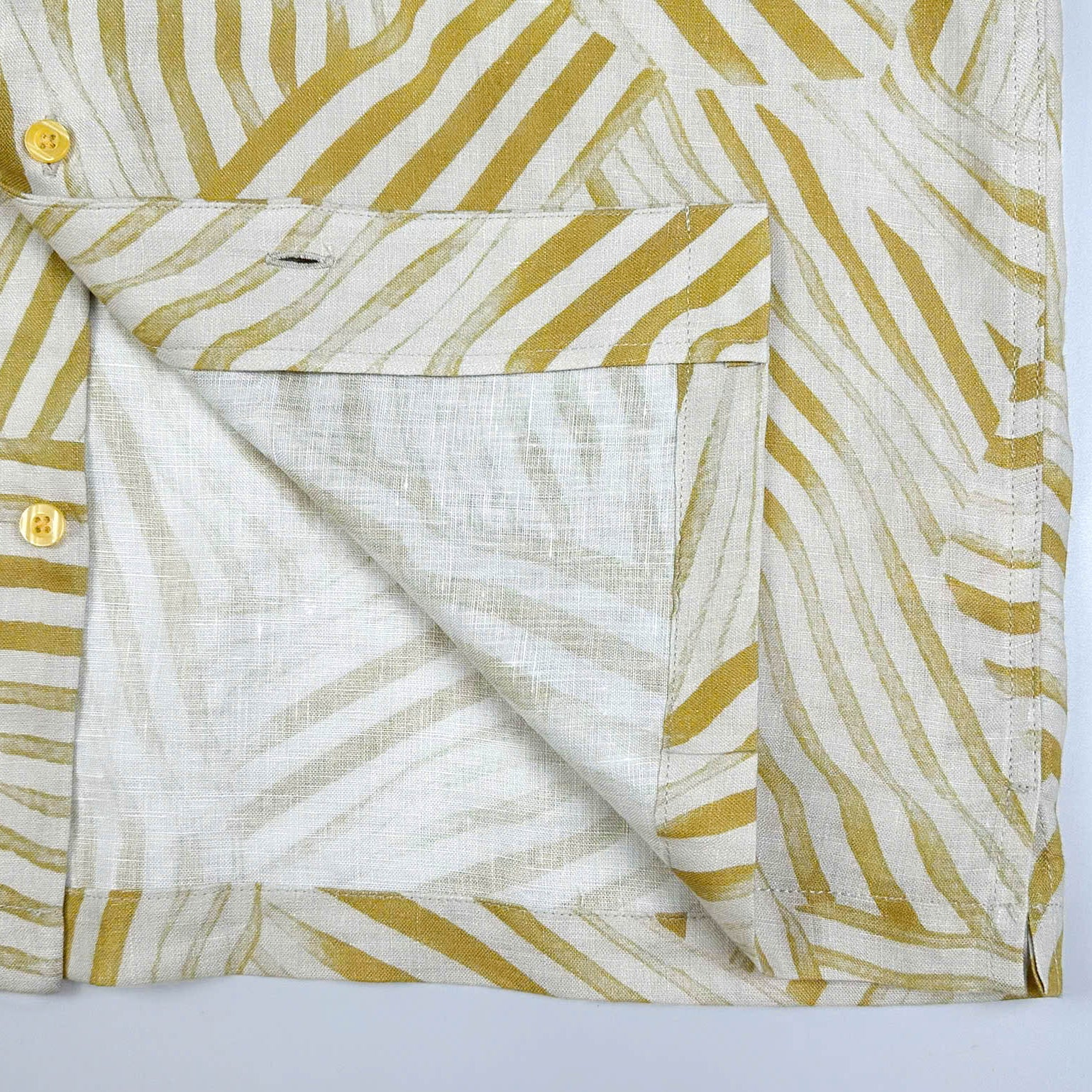 Golden Ripples - 100% Linen Hawaiian Shirt