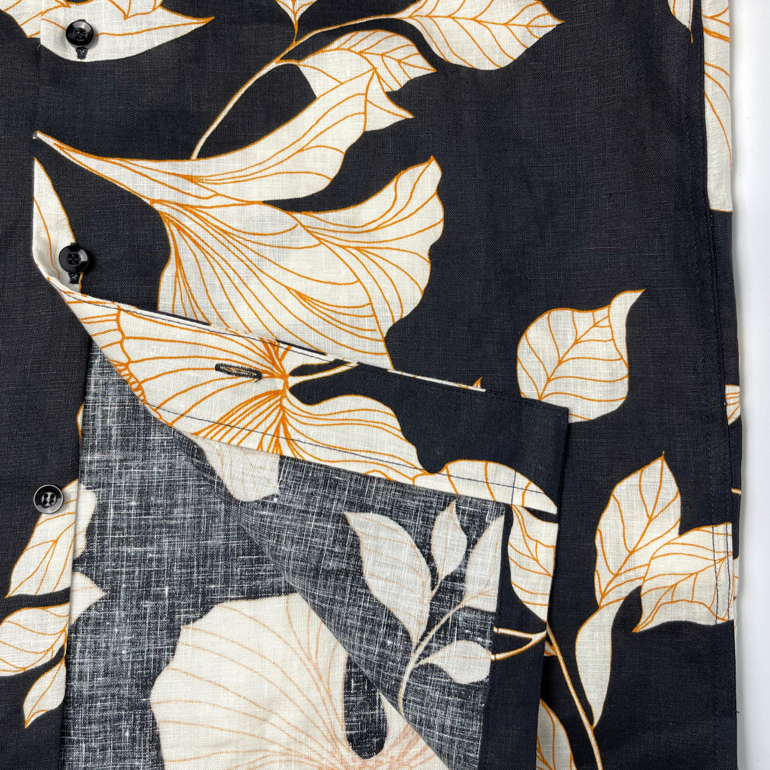 Orange Hibiscus - 100% Linen Hawaiian Shirt