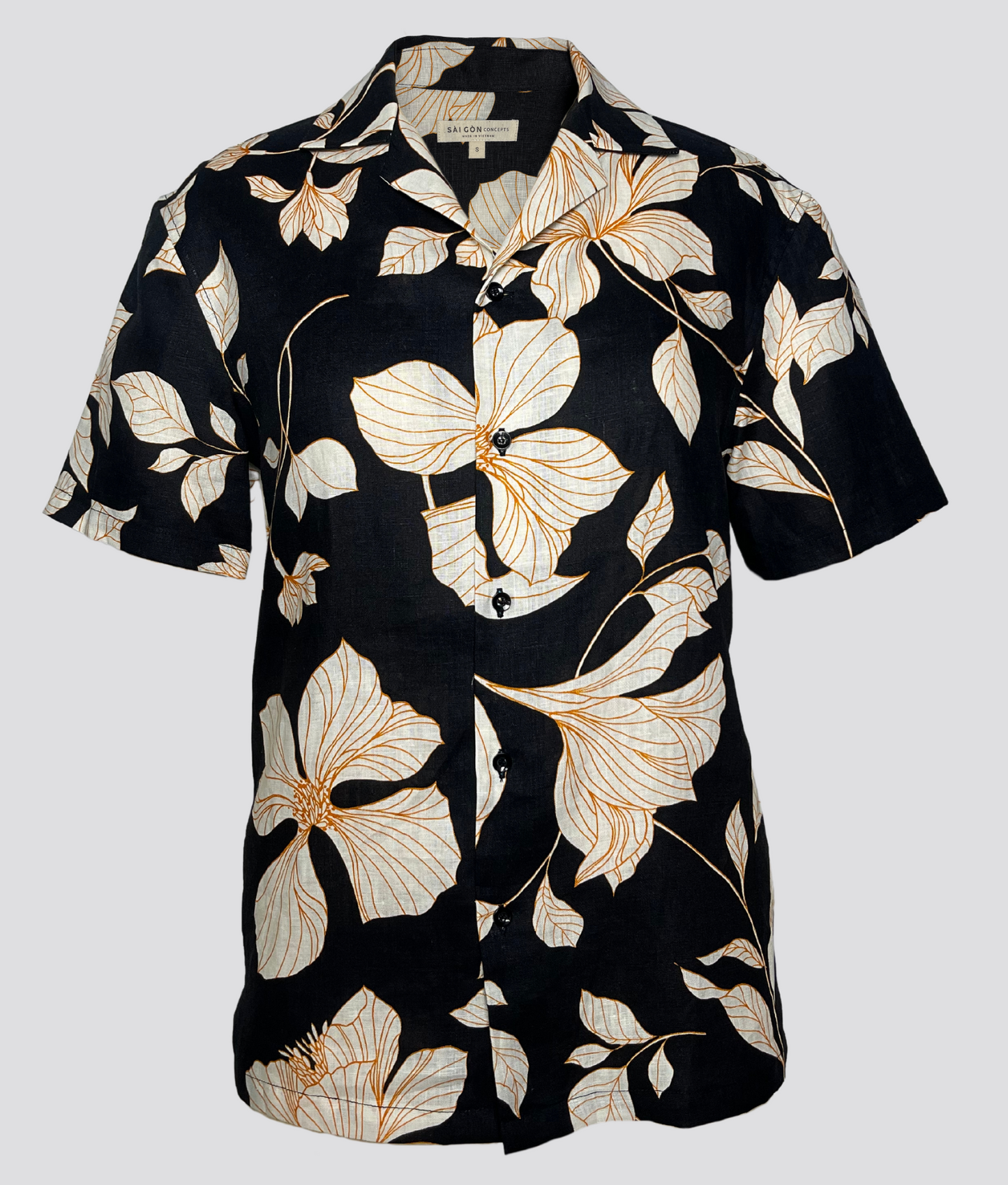 Hibiscus print Hawaii style linen shirt