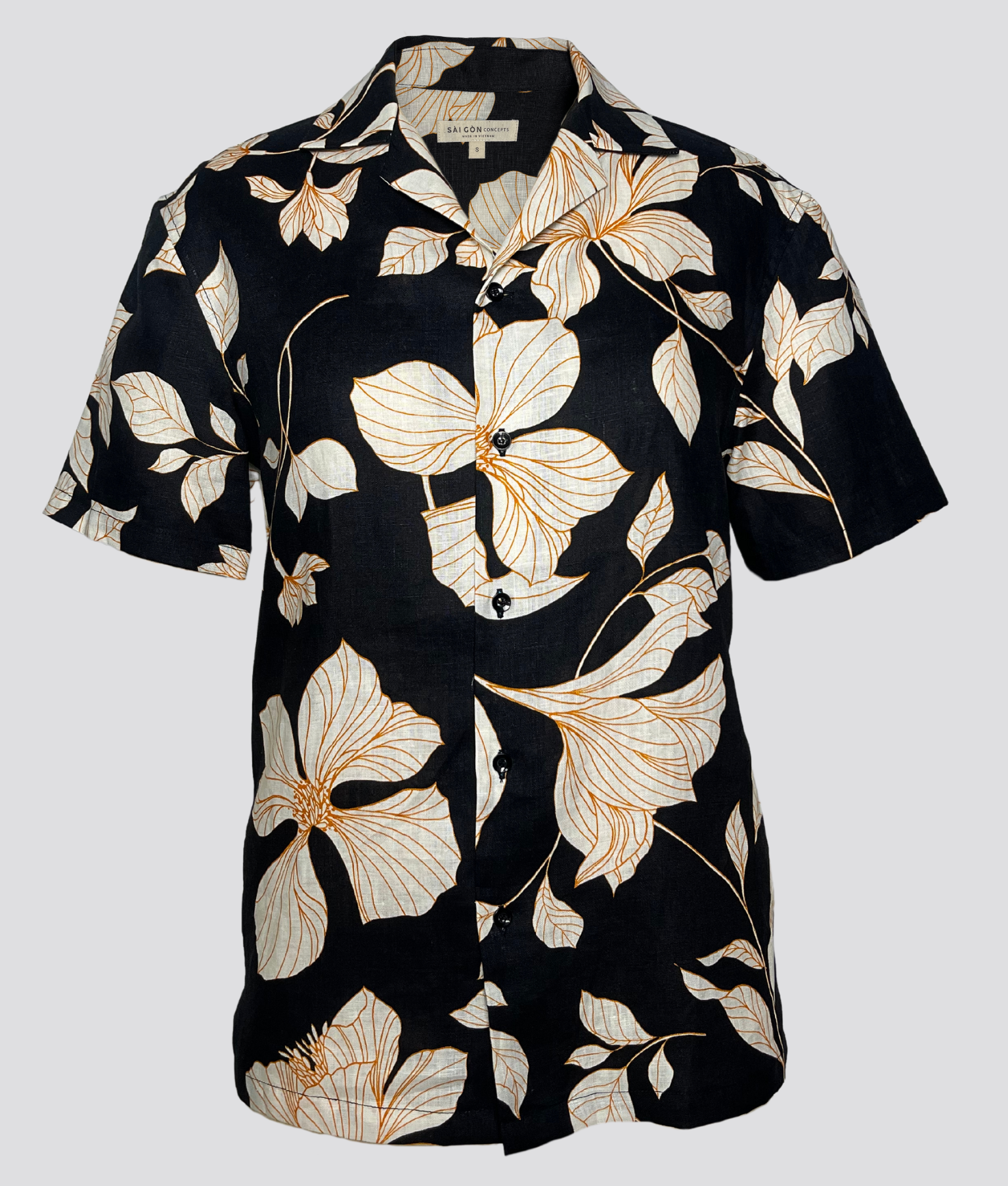Orange Hibiscus - 100% Linen Hawaiian Shirt