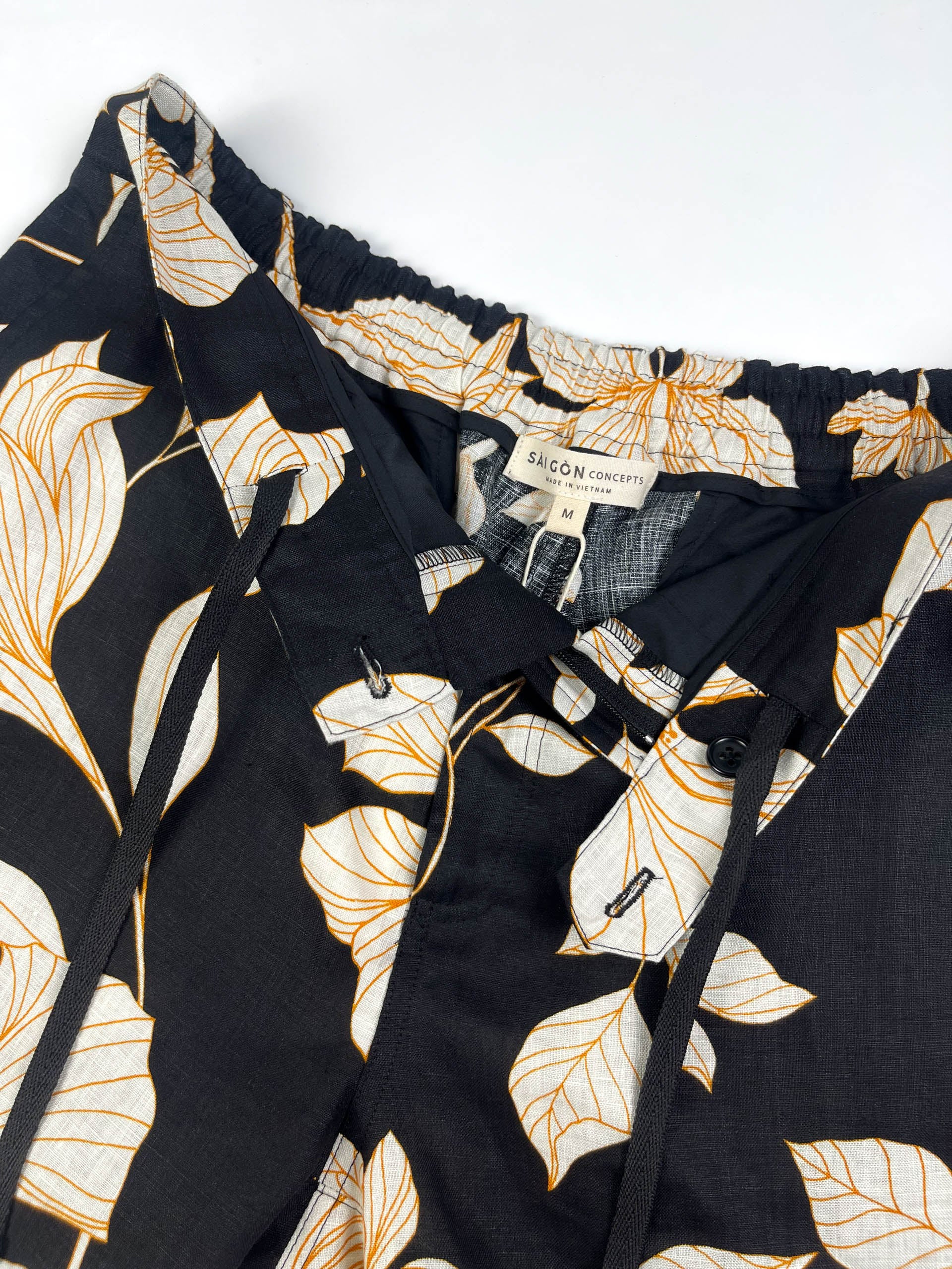 Orange Hibiscus - 100% Linen Riviera Shorts