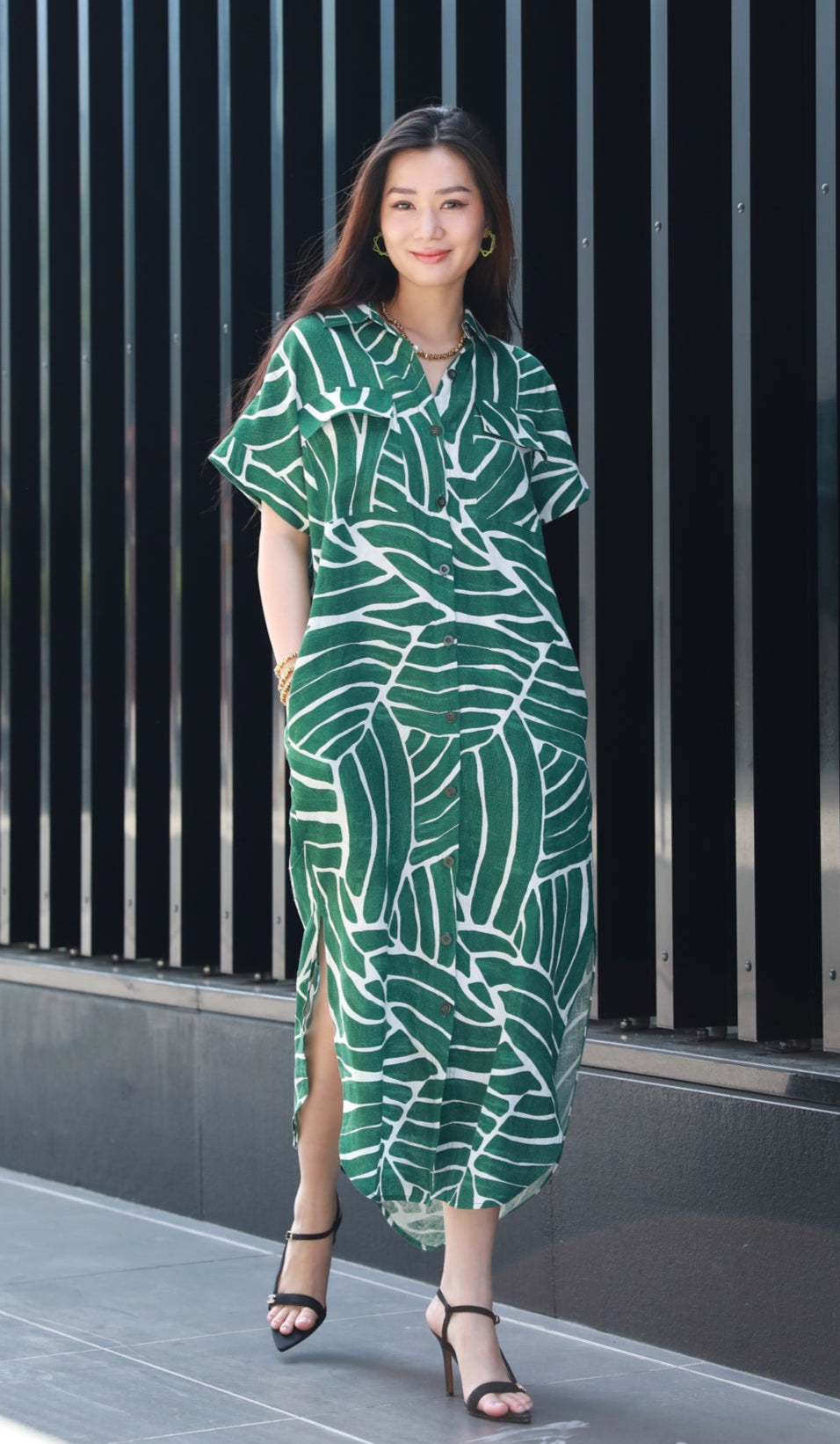 Jungle Rhythm Maxi Shirt Dress
