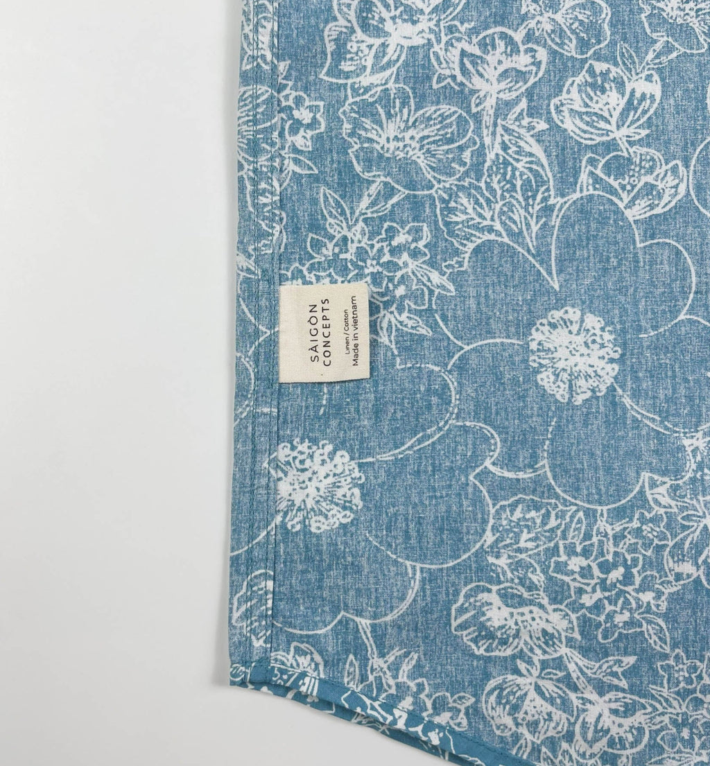Lagoon Bloom - 100% Cotton Short Sleeve Button-Up Shirt