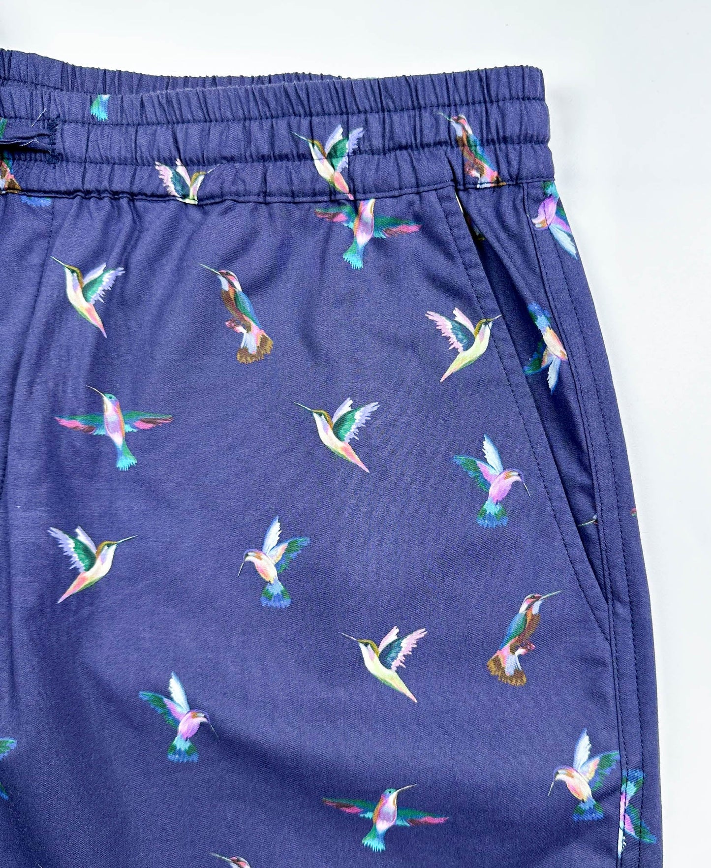 Midnight Hummingbirds Navy Lounge Shorts | 100% Cotton