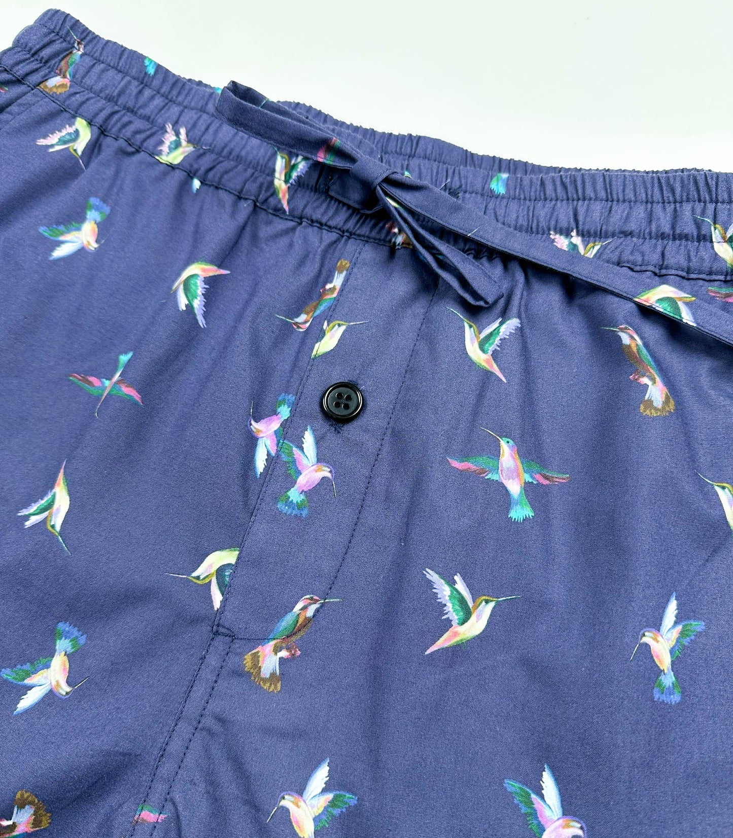 Midnight Hummingbirds Navy Lounge Shorts | 100% Cotton