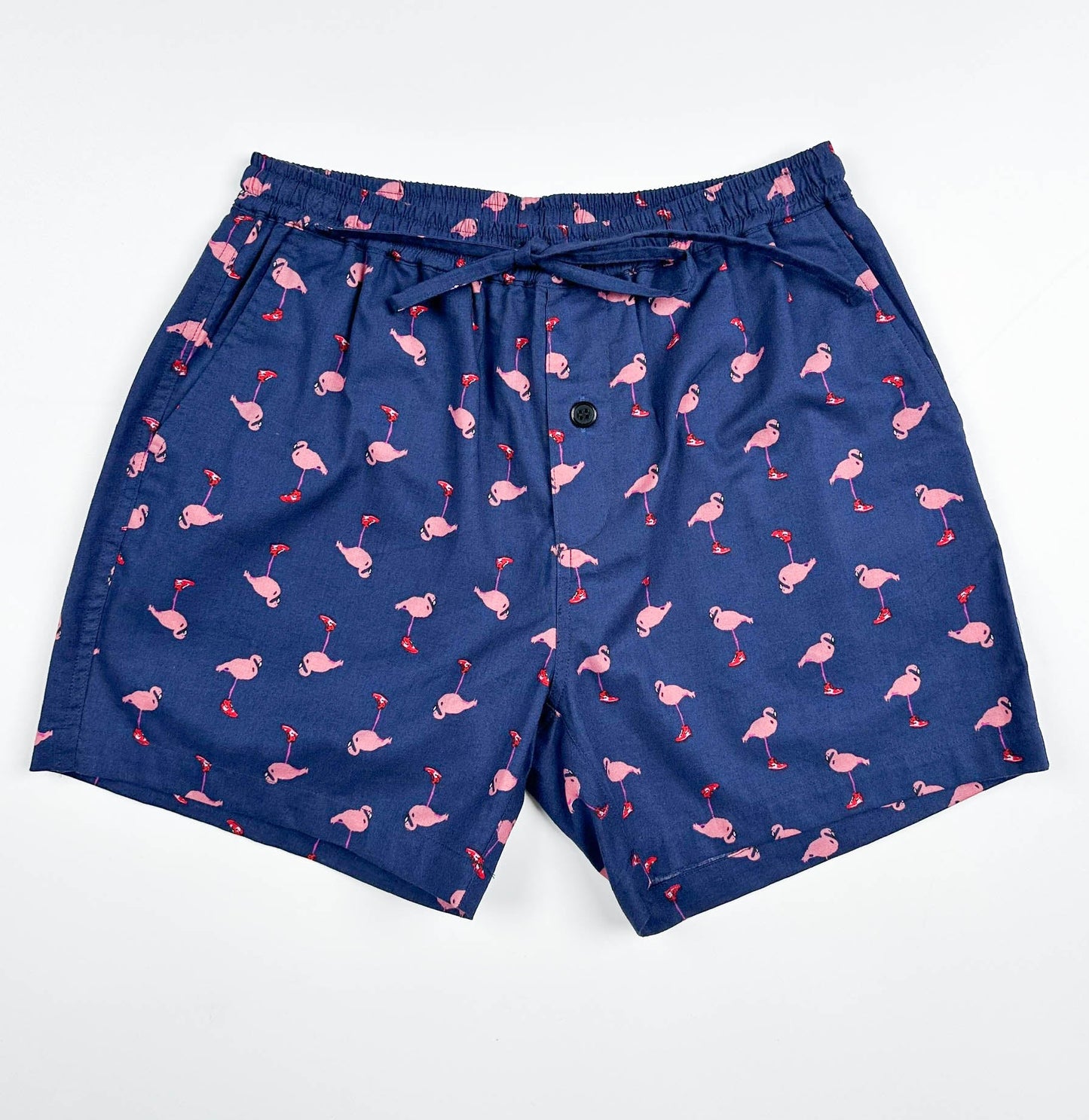 Pink Flamingo Navy Lounge Shorts | 100% Cotton