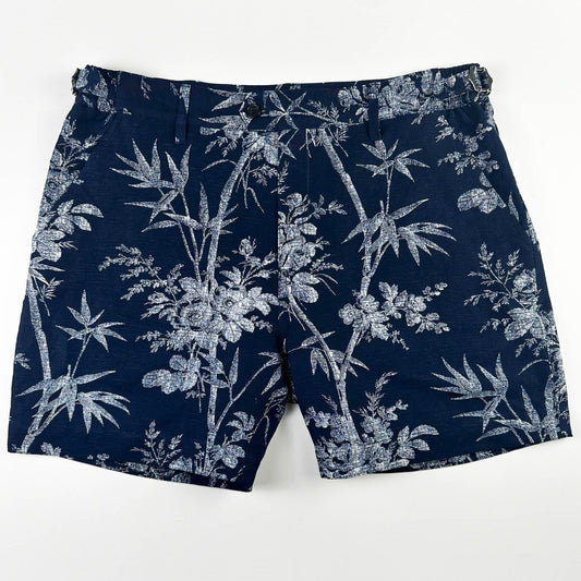 100% Linen Cabana Short - Midnight Botanica
