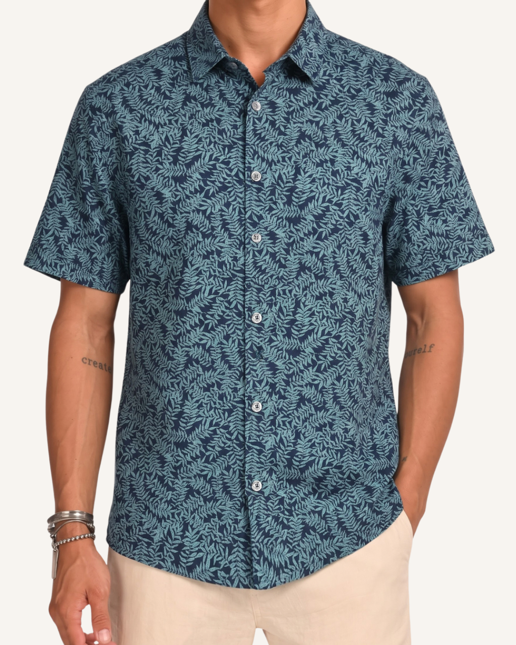 Mossy Leaf Shirt - Cotton Short Sleeve Shirt