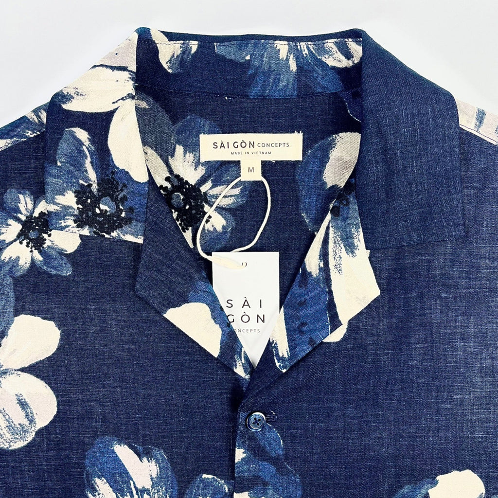 Anemone Night - Linen-Viscose Hawaiian Shirt