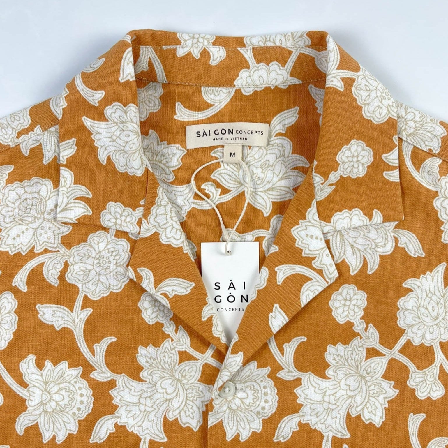 Rusty Orange - Linen-Cotton Hawaiian Shirt