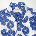 Indigo Poppies - 100% Cotton Short Sleeve Button-Up Shirt