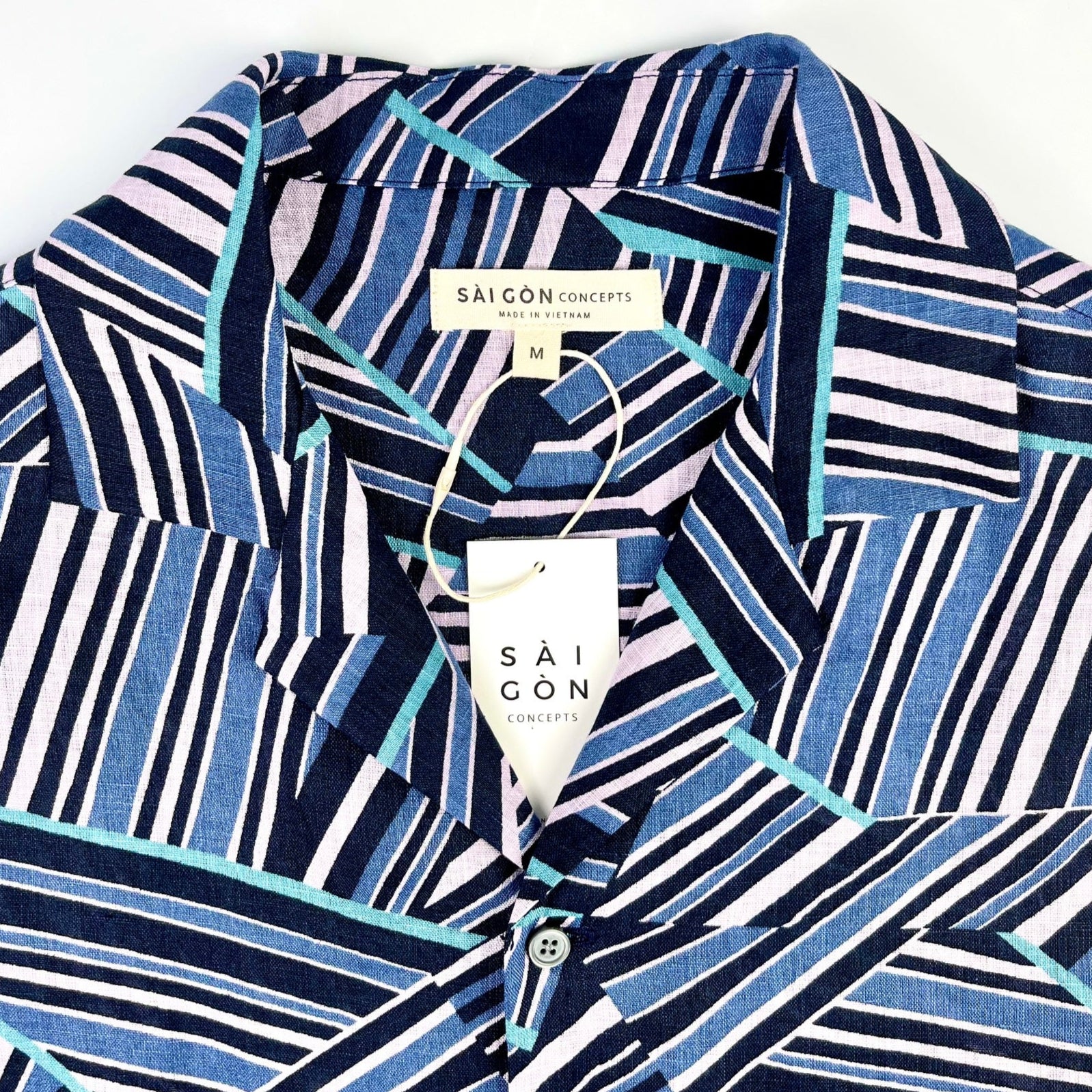 Stripe Fusion - 100% linen Hawaiian shirt