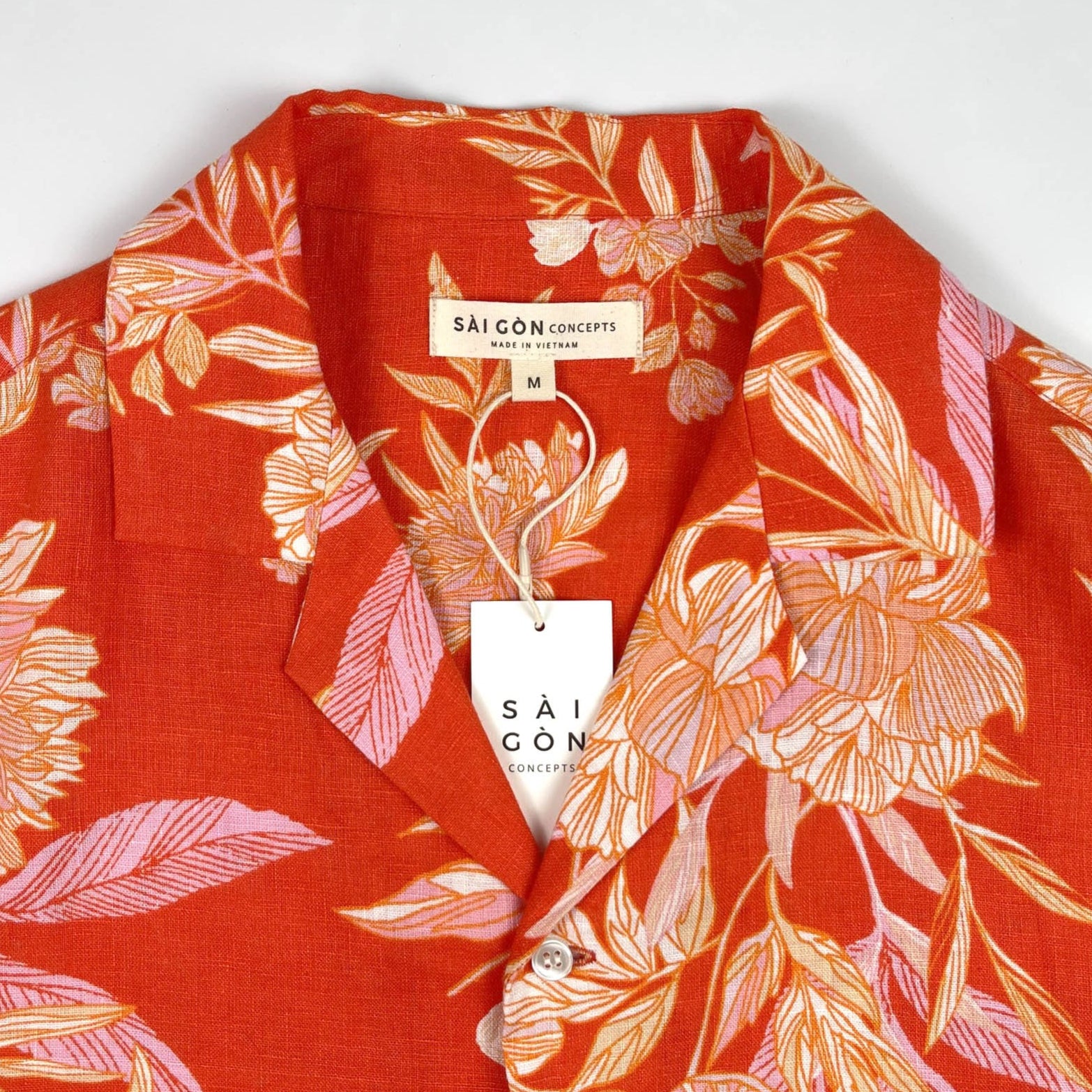 Tangerine Bloom - 100% Linen - Hawaiian Shirt