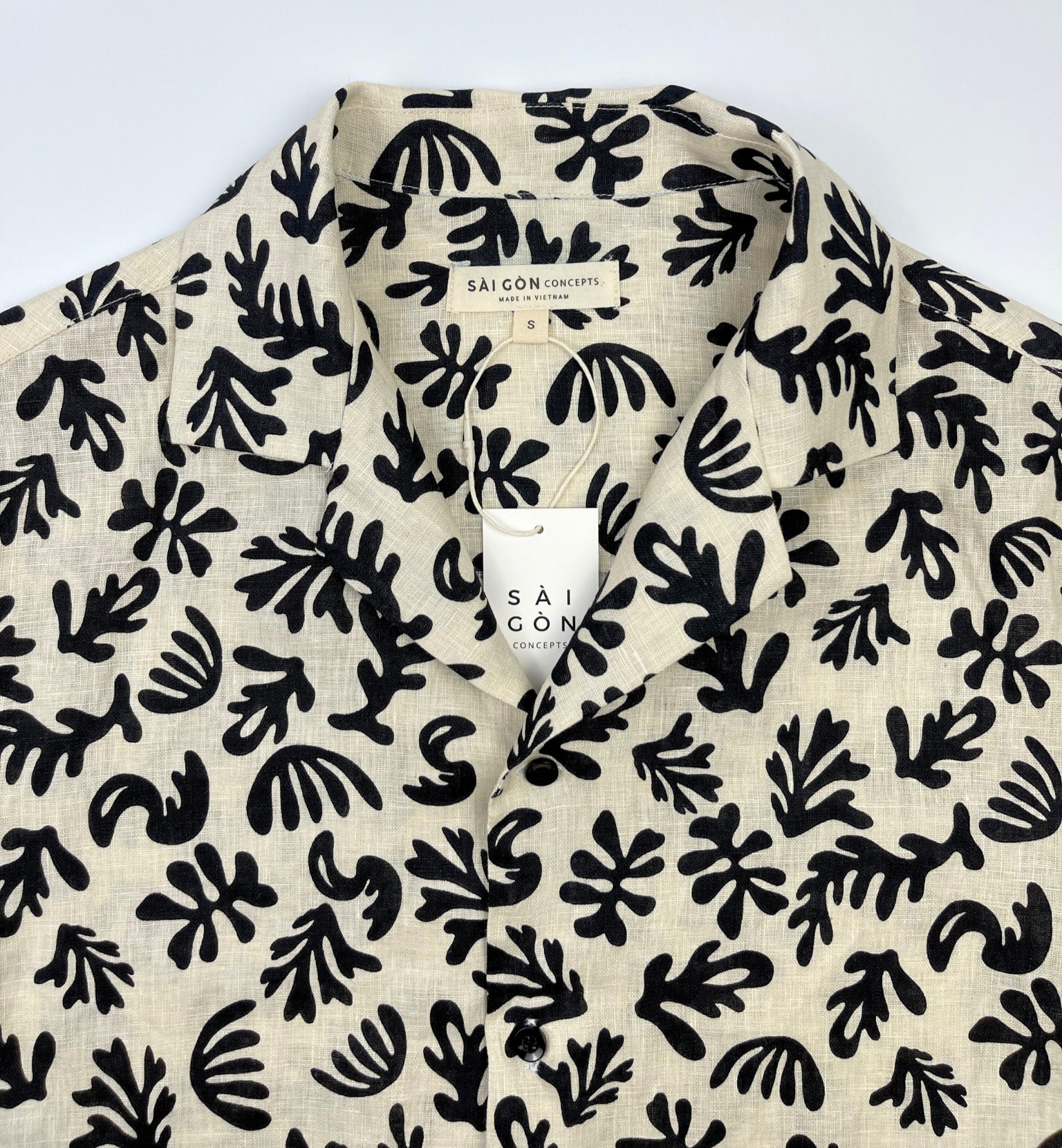 Black Coral - 100% Linen Hawaiian Shirt