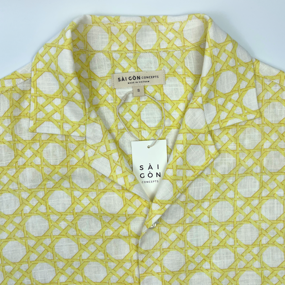 Yellow Rattan Weave Hawaii-style linen shirt