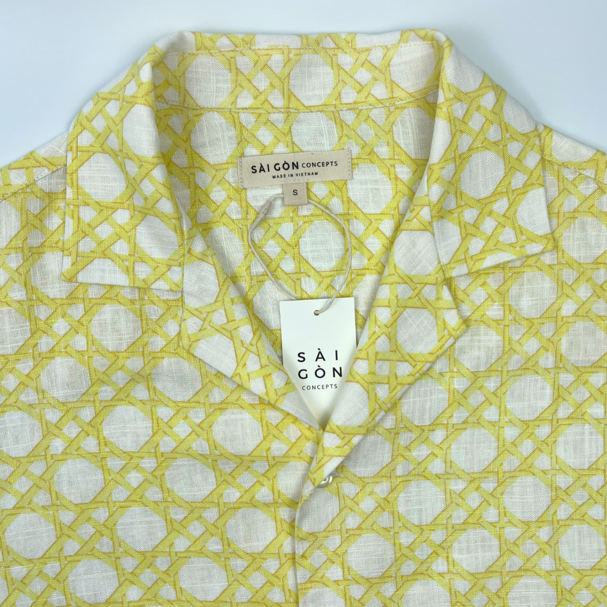 Yellow Rattan Weave - Linen Hawaiian Shirt