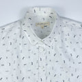 Gentlemen Club linen short sleeve button-up shirt lay flat front, minimalist print