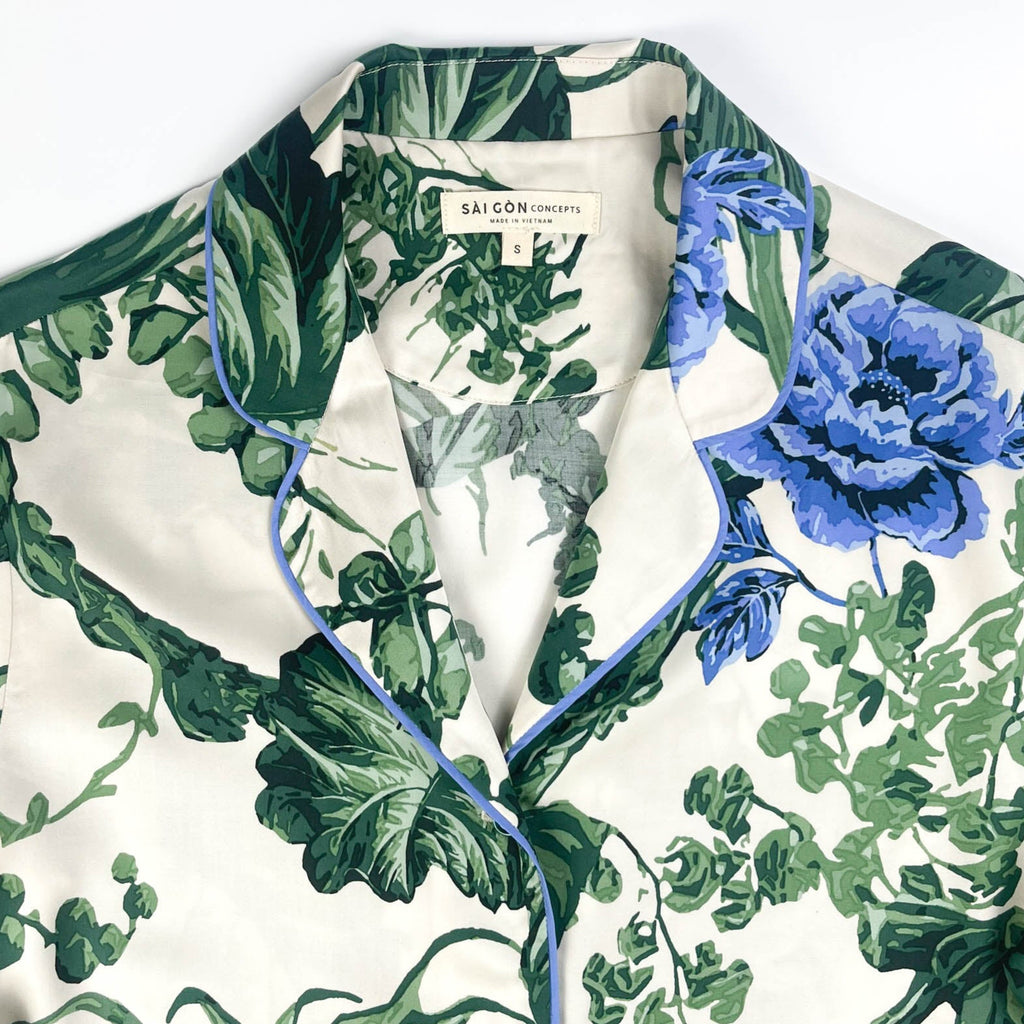 Lounge Pyjama Long Line Top - 100% Tencel - Verdure Bloom
