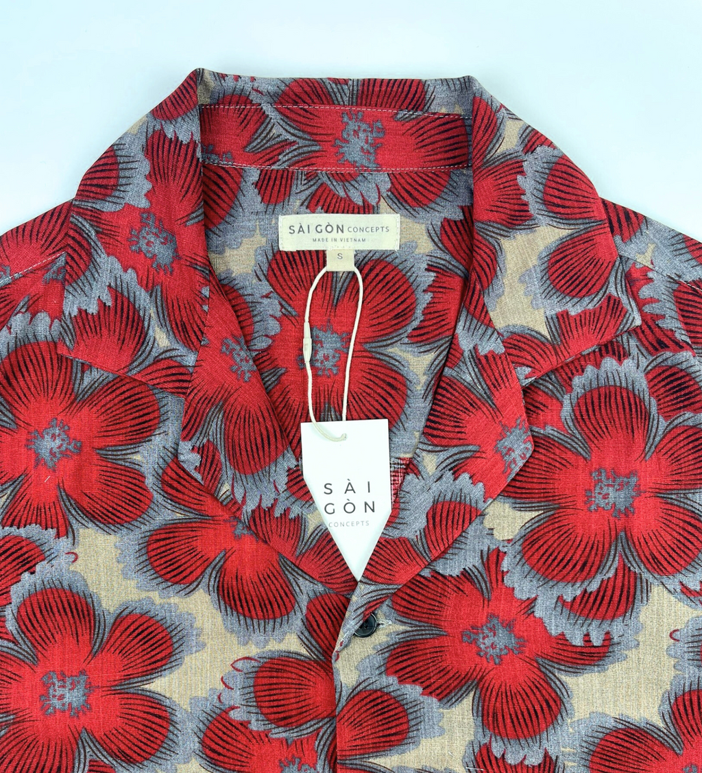 Scarlet Poppy - Linen-Cotton Hawaiian Shirt