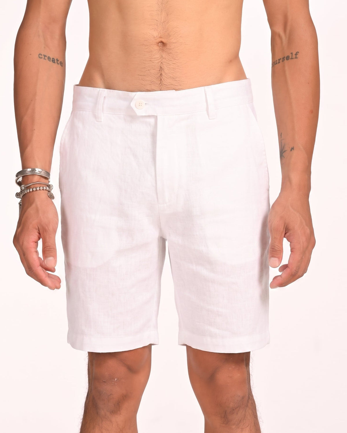 White - Linen-Cotton Riviera Shorts