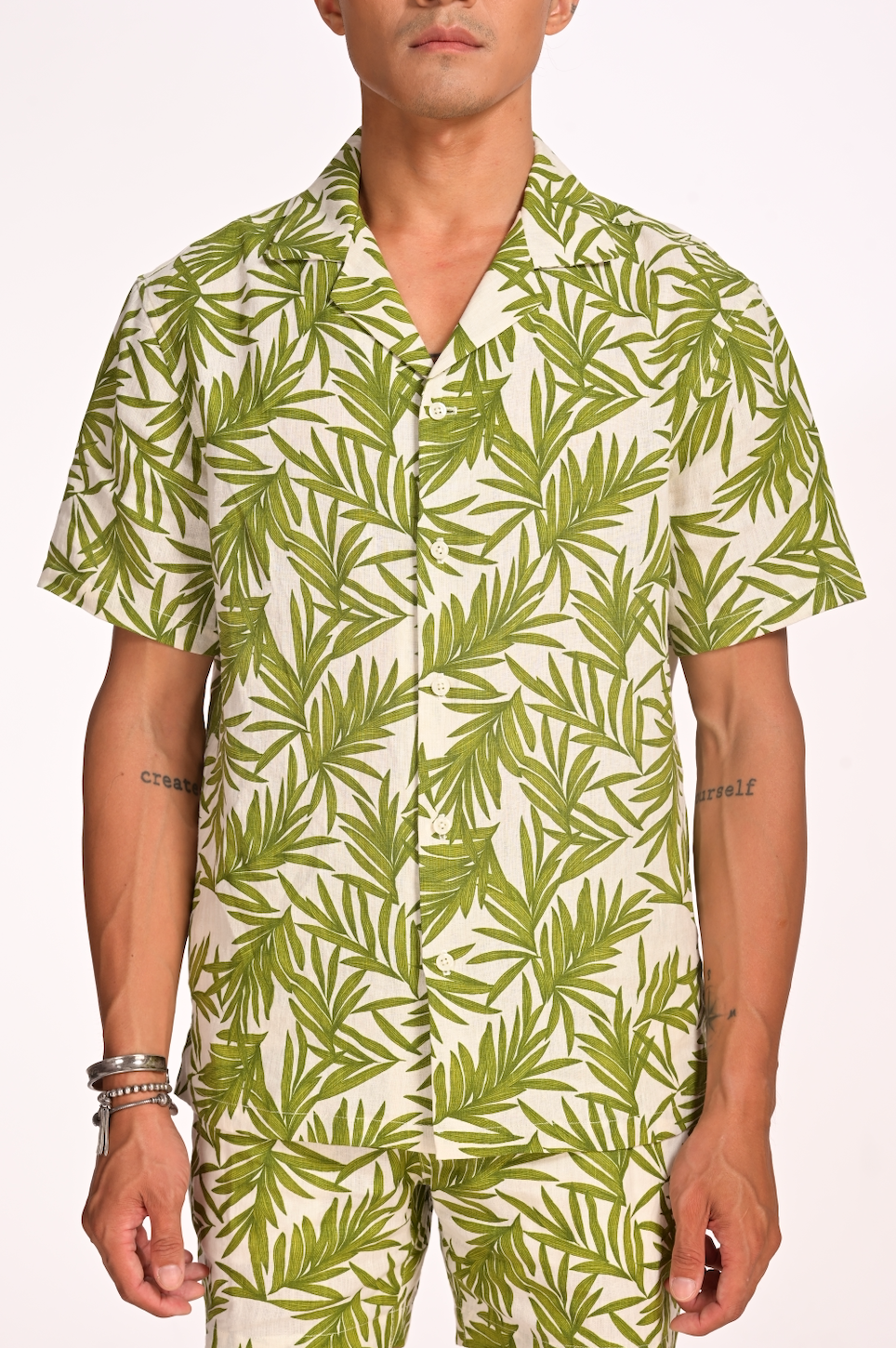 Palm Garden - 100% Linen Hawaiian Shirt