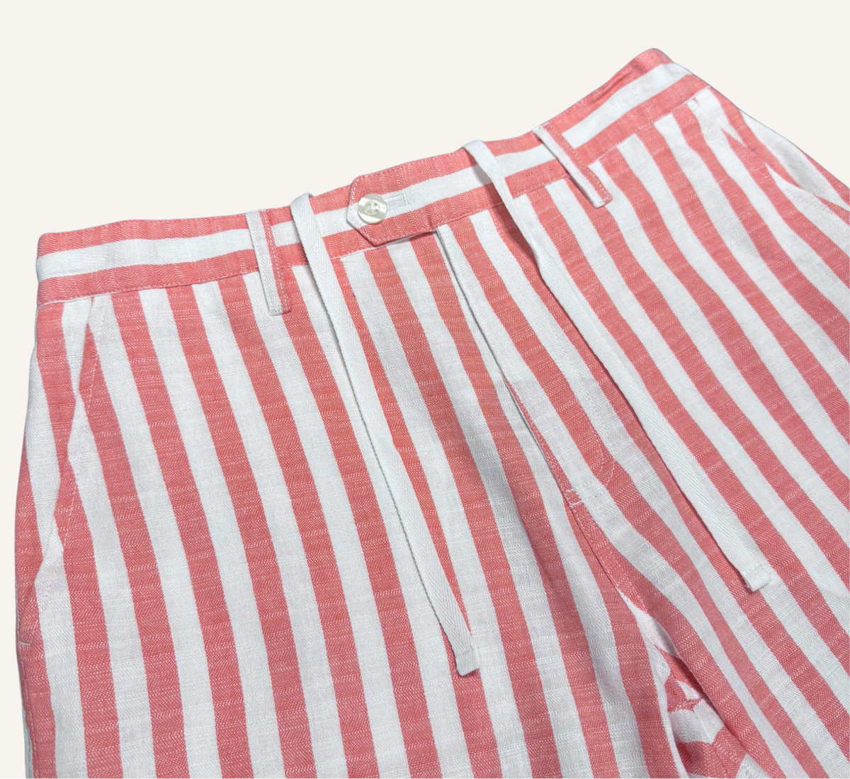 Pink Stripe - Linen-Cotton Riviera Shorts