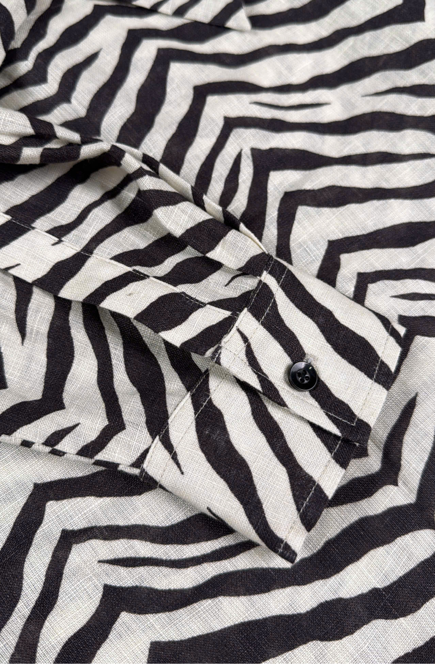 Zebra Savanna - Pleated V-Neck Belted Dress