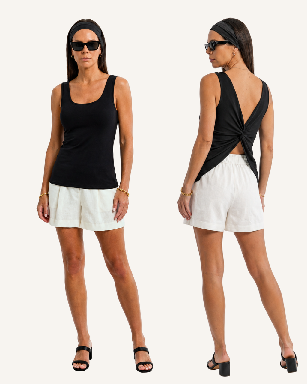 Black - Bamboo Spandex Twisted Tank Top