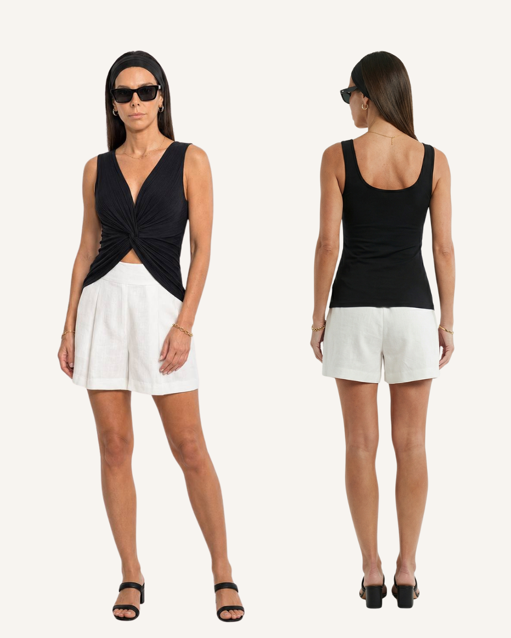 Black - Bamboo Spandex Twisted Tank Top