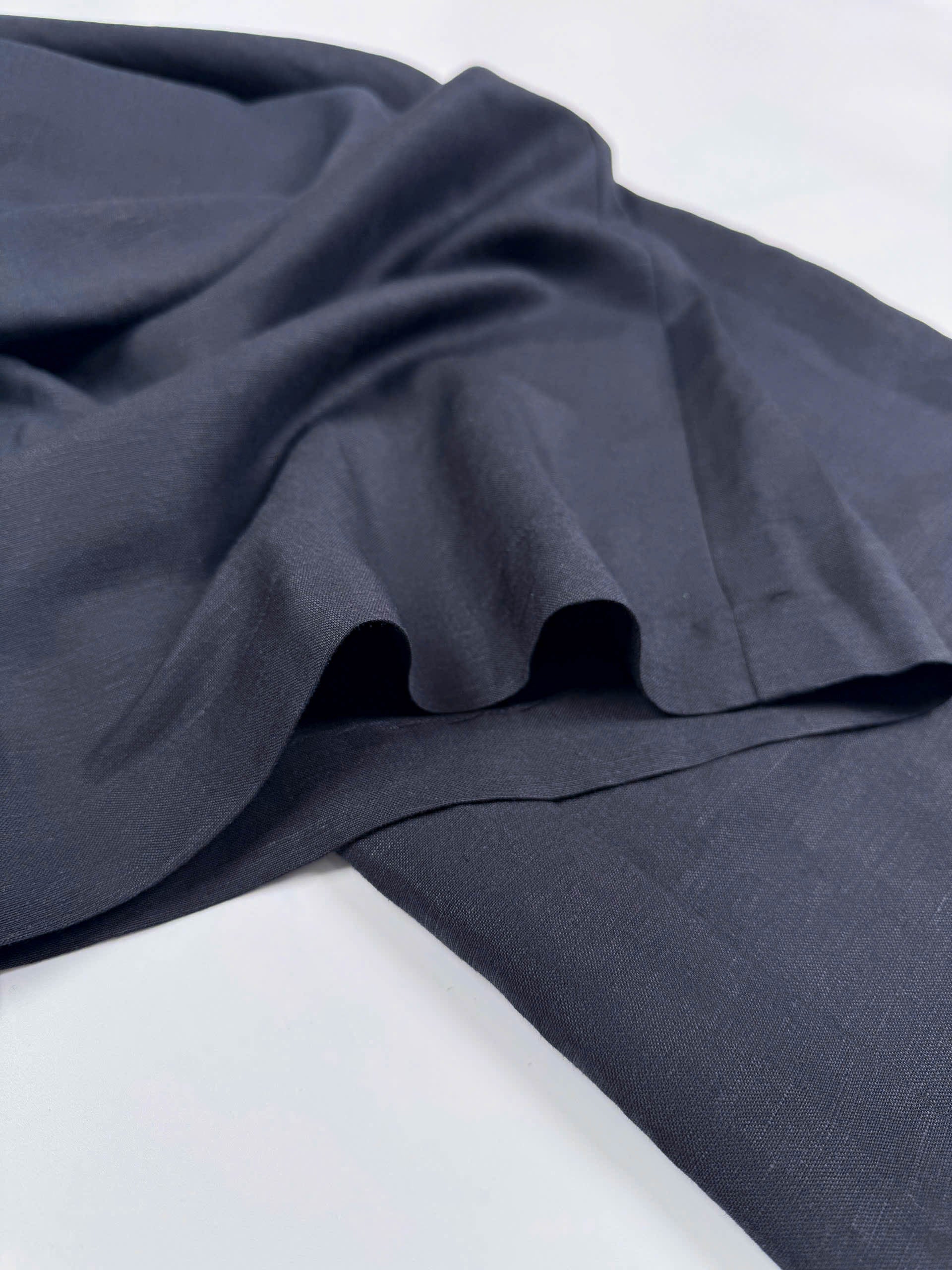 Saigon Concepts Black Wide Leg Linen Pants Elastic Back Waist - leg seam detail