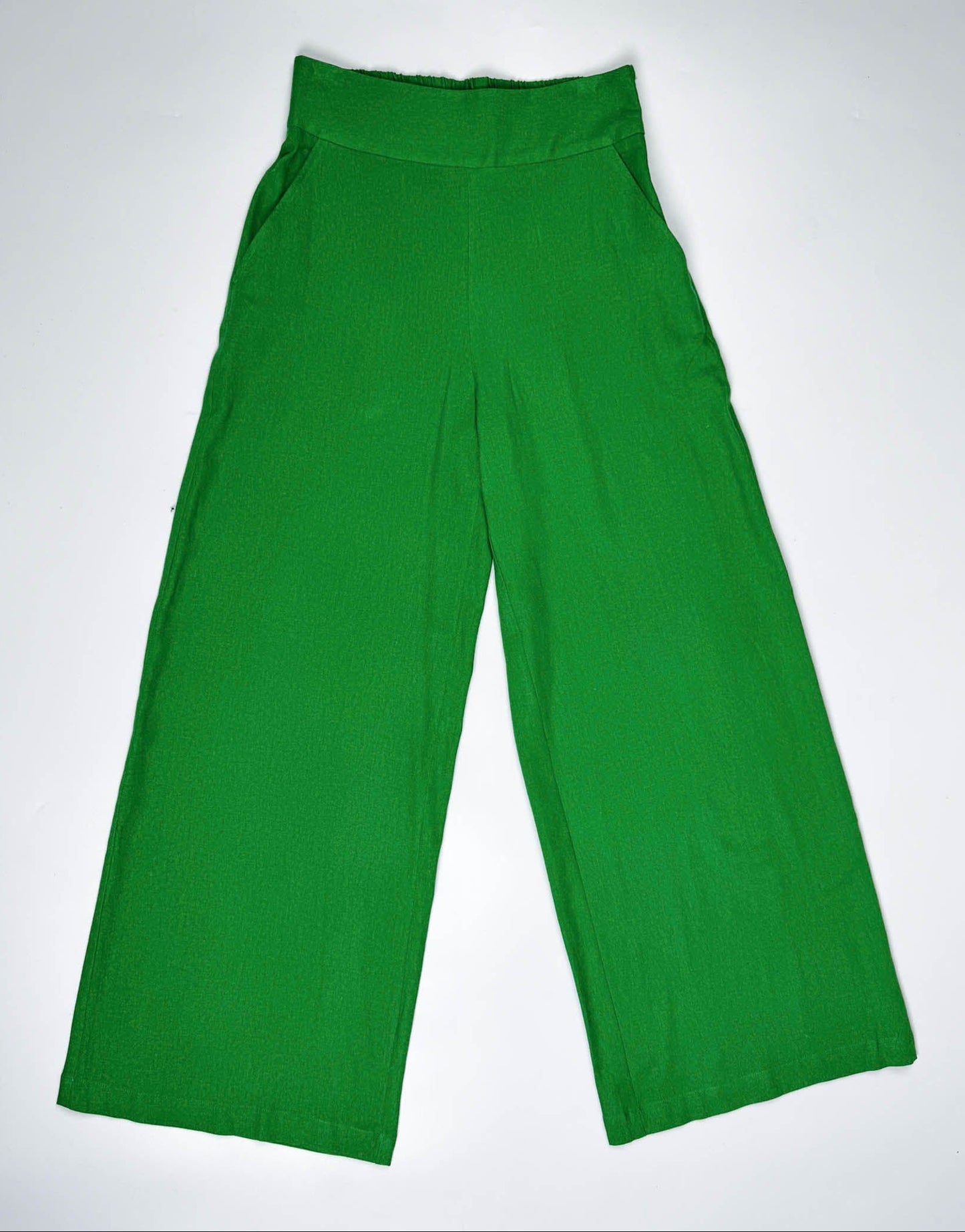 Saigon Concepts Green Wide Leg Linen Pants full front view