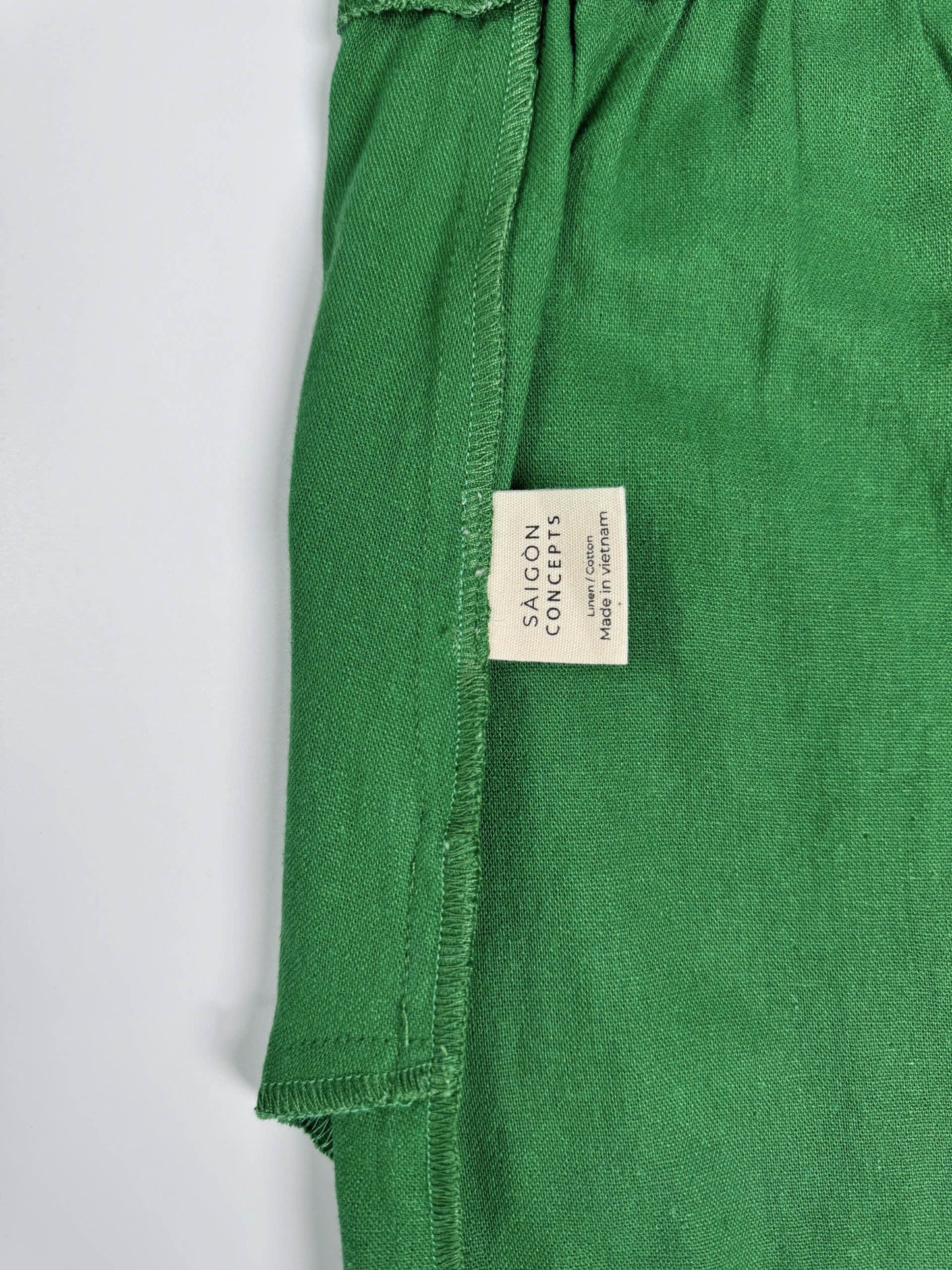 Saigon Concepts Green Wide Leg Linen Pants inside care label