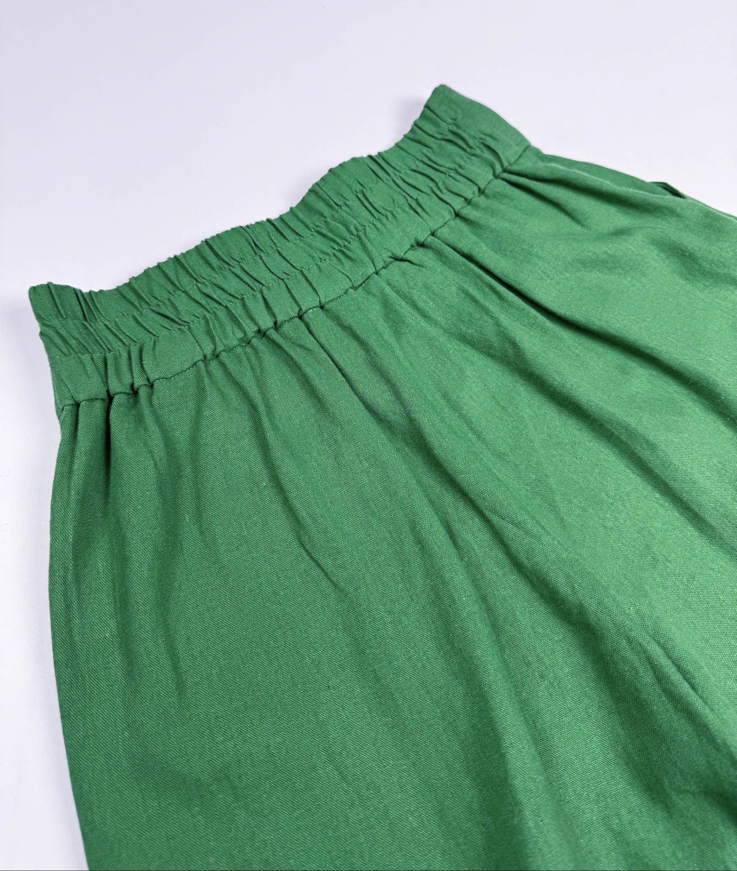 Saigon Concepts Green Wide Leg Linen Shorts Full back Elastic Waistband view