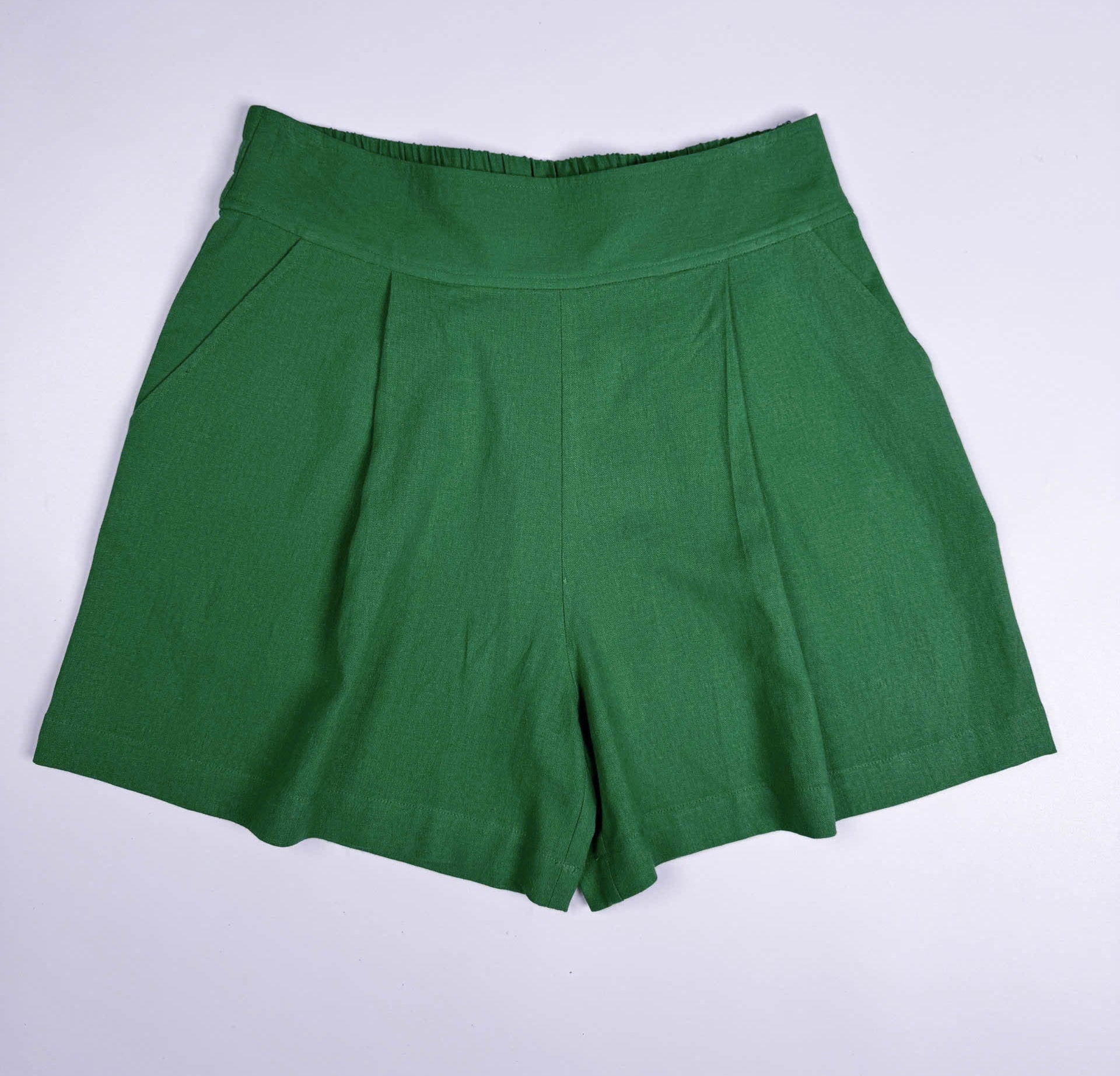 Saigon Concepts Green Wide Leg Linen Shorts Full Front view