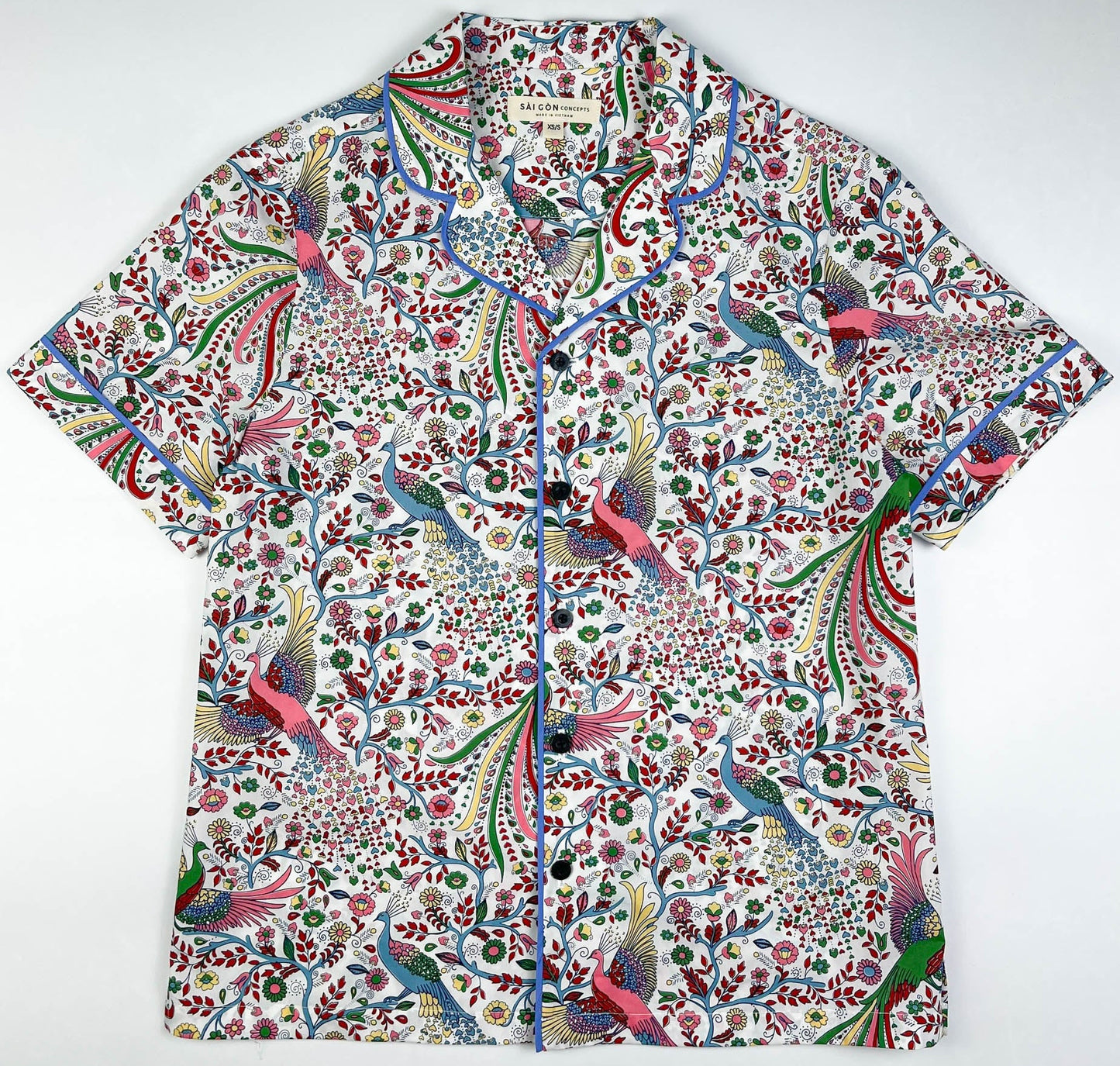 Peacock Garden Lounge Pyjama Short Sleeve Top - 100% Cotton