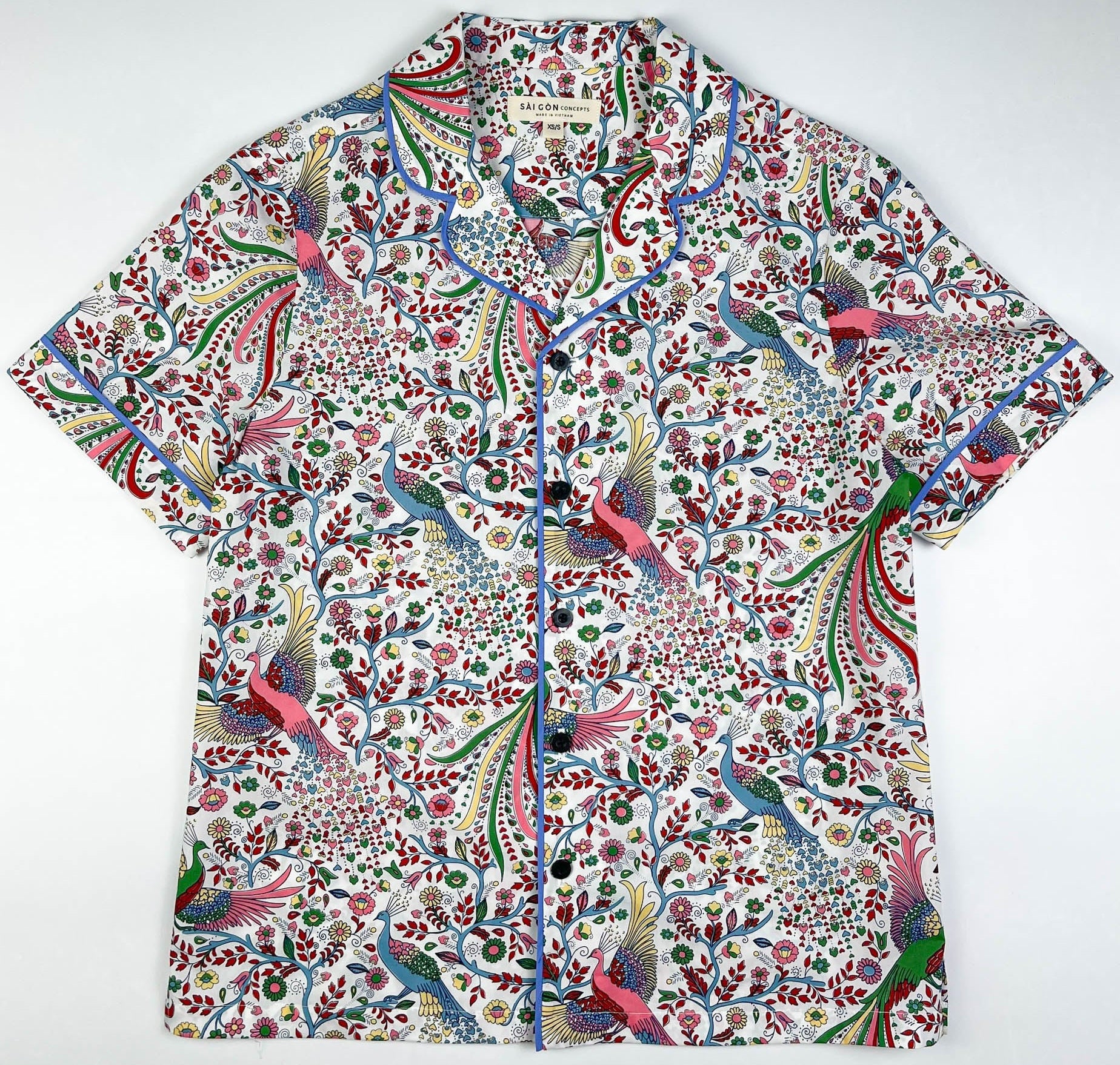 Peacock Garden Lounge Pyjama Short Sleeve Top - 100% Cotton