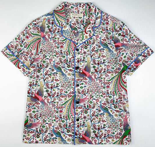 Peacock Garden Lounge Pyjama Short Sleeve Top - 100% Cotton