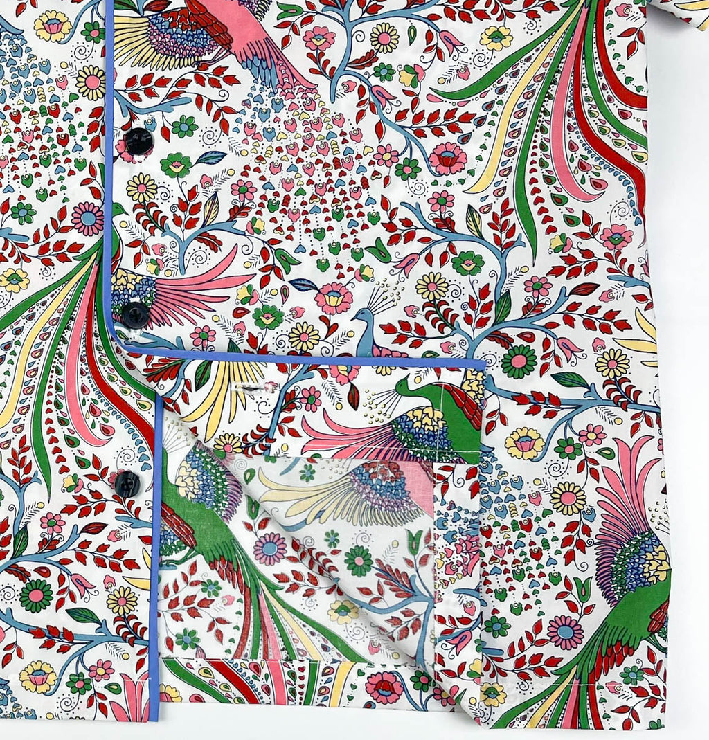 Peacock Garden Lounge Pyjama Short Sleeve Top - 100% Cotton