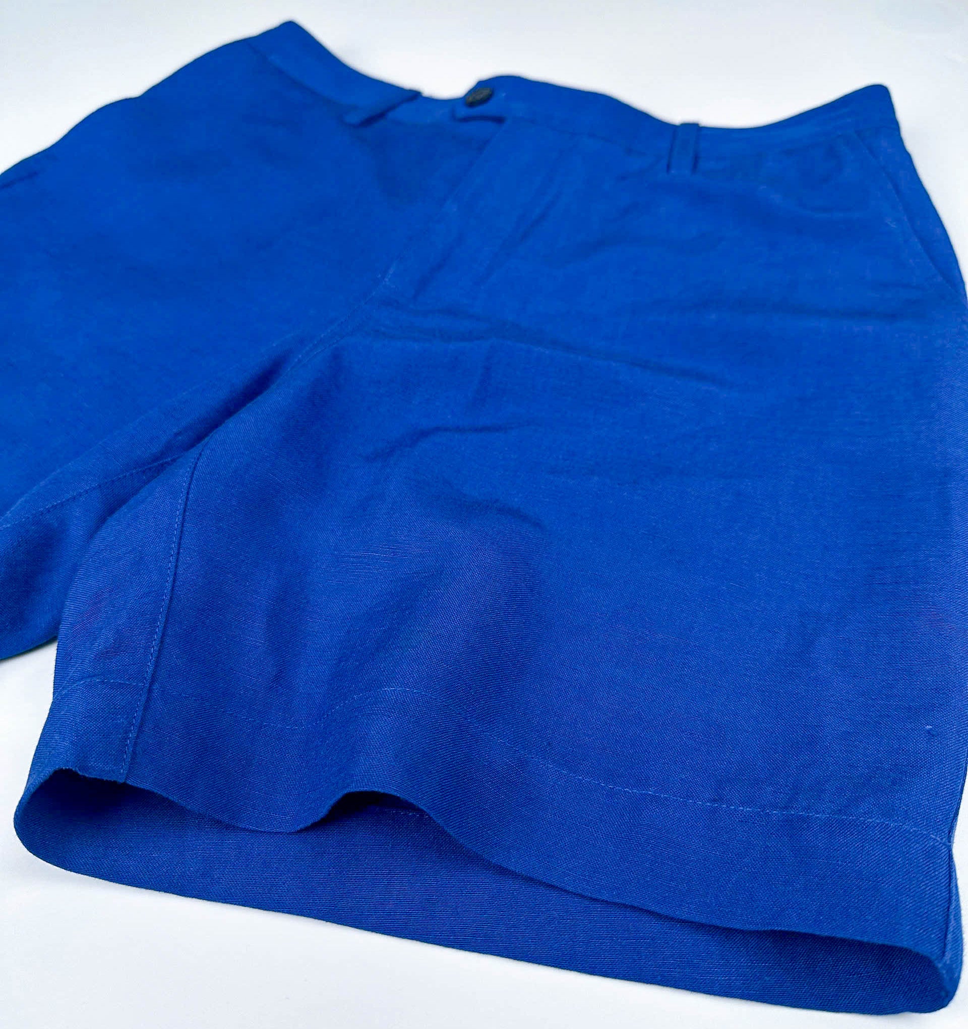 Saigon Concepts Cobalt Blue Riviera Shorts - Flat Front side view showing leg seam detail