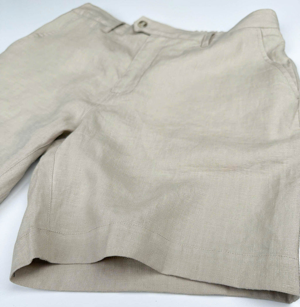 Latte - 100% Linen Riviera Shorts
