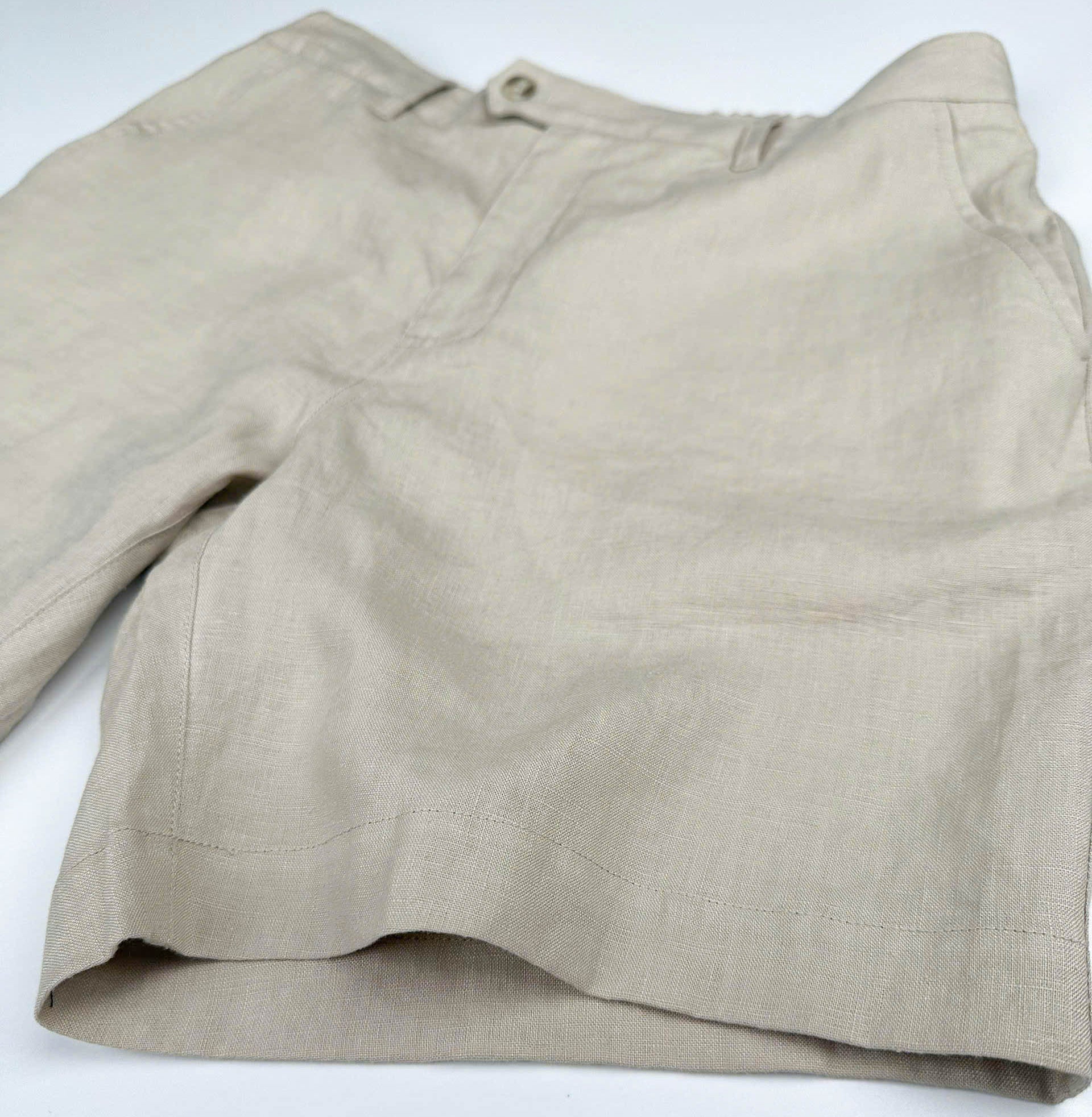 Latte - 100% Linen Riviera Shorts